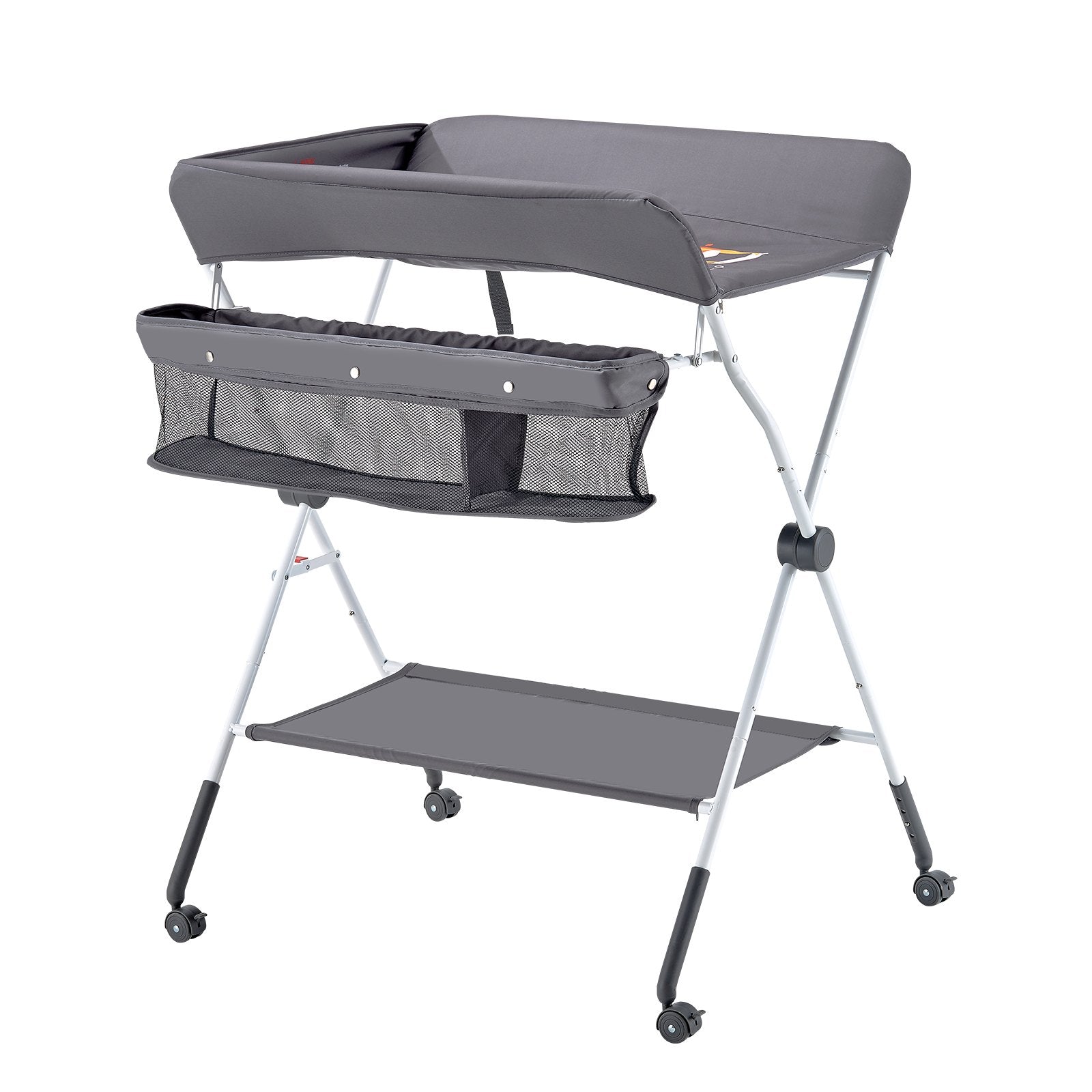Foldable Baby Diaper Changing Station with Adjustable Height Dark Gray