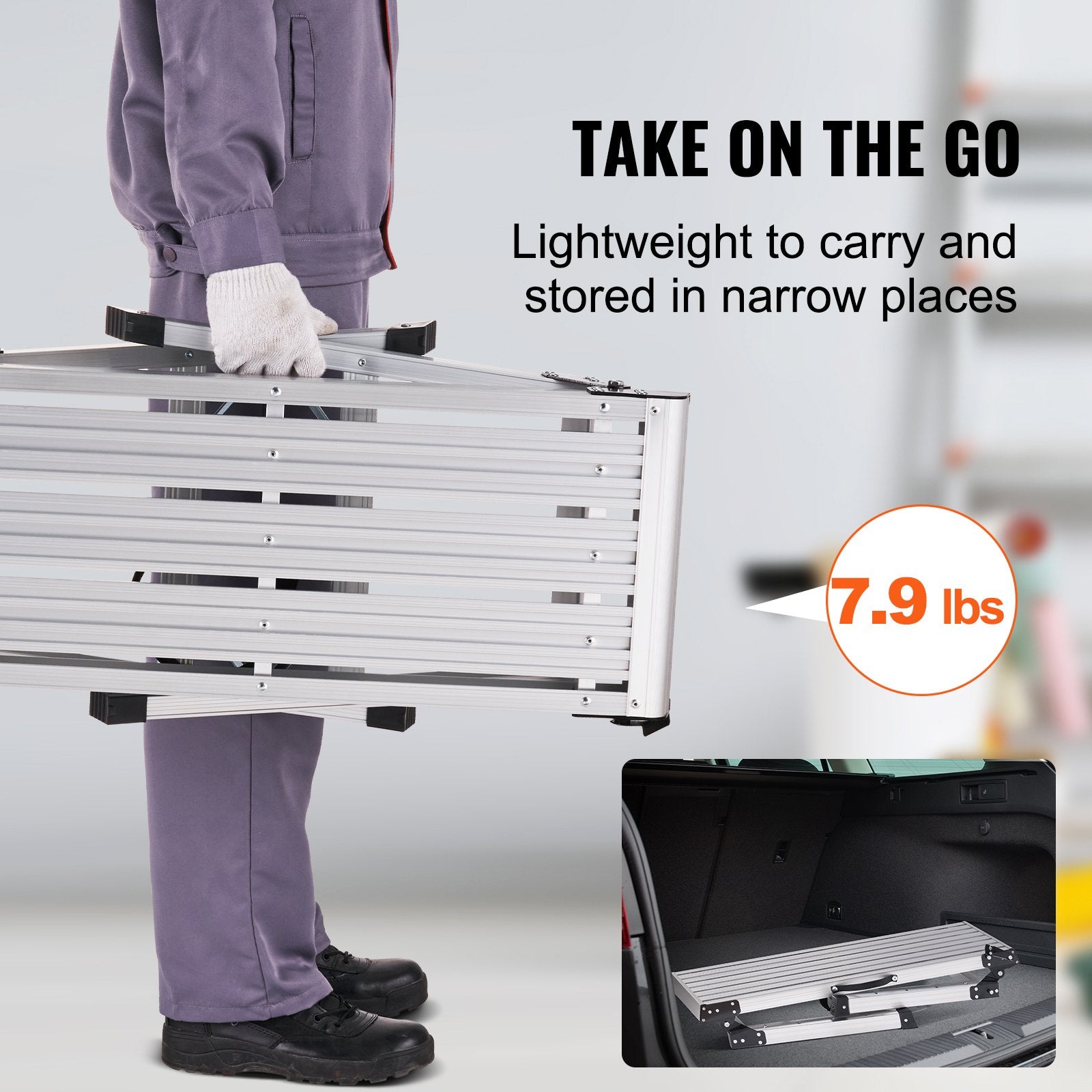 Folding Work Platform Aluminum Stool 330lb Capacity Heavy Duty Non-Slip Bench