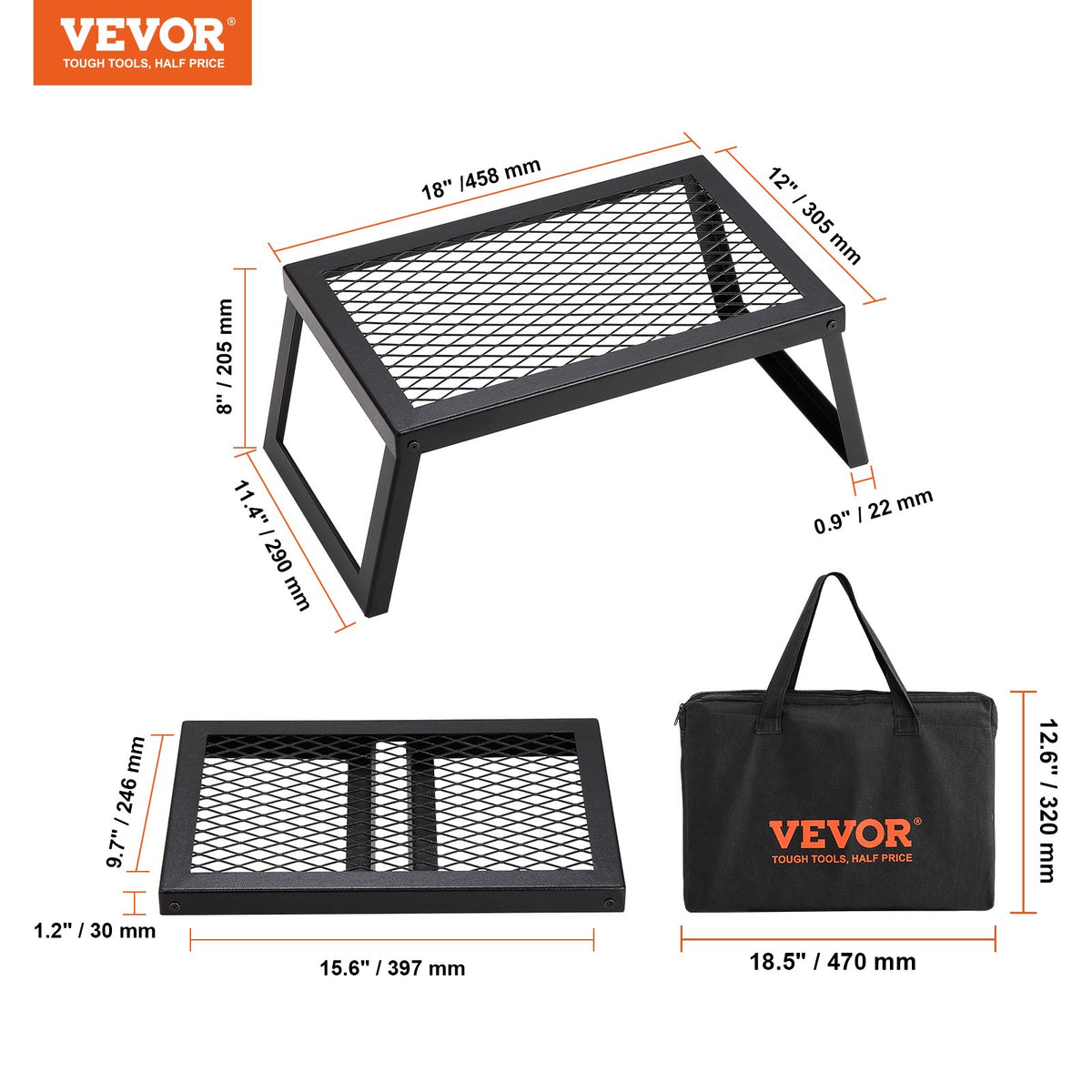 Folding Campfire Grill Portable Camping Fire Pit Steel Outdoor BBQ Picnic