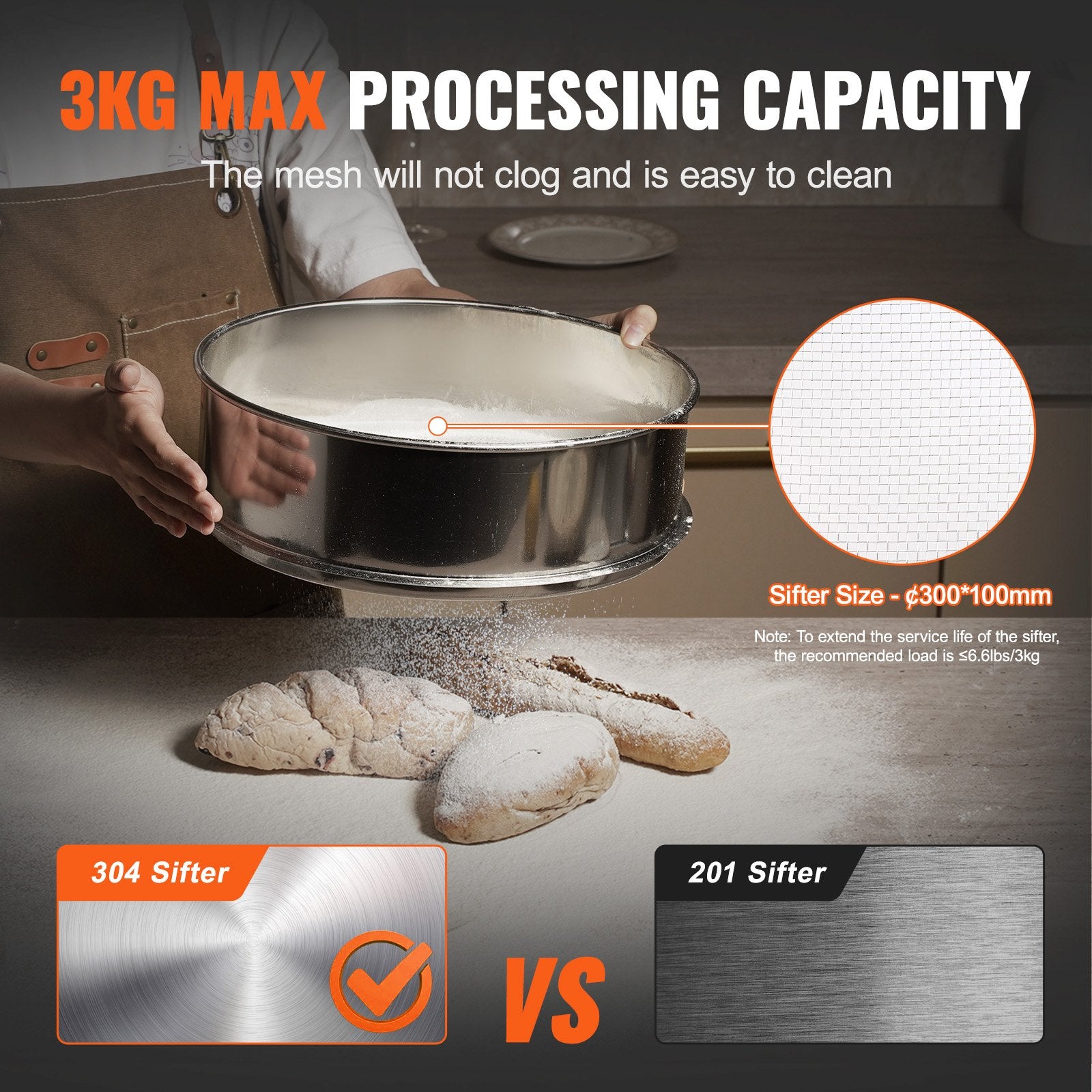 Automatic Electric Vibrating Sieve Stainless Steel 45W Sifter Shaker 40-60 Mesh