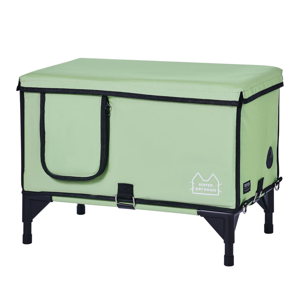 Elevated Heated Cat House, Large Foldable Shelter with Adjustable Temp & Timer