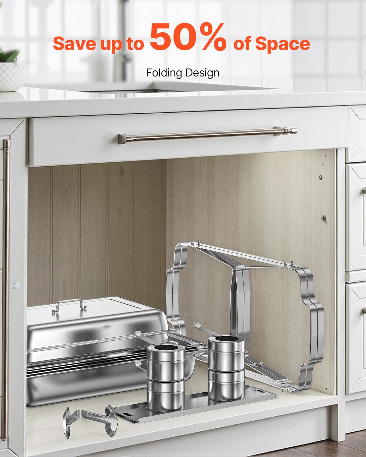 2-Pack 8 Qt Stainless Steel Chafing Dish Set Full-Size Pans Lid Holder