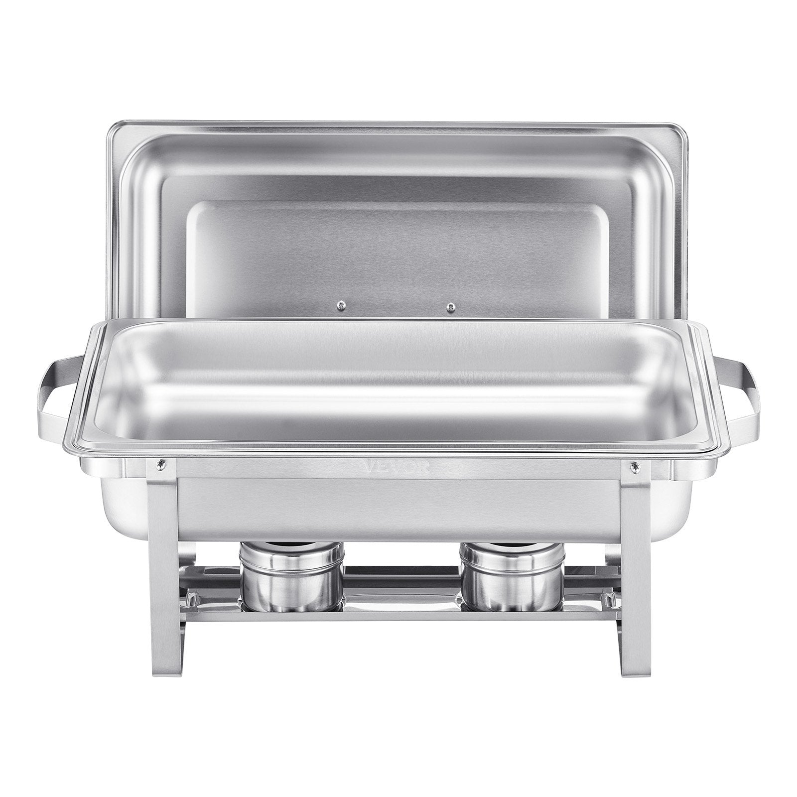 2-Pack 8 Qt Stainless Steel Chafing Dish Set Full-Size Pans Lid Holder