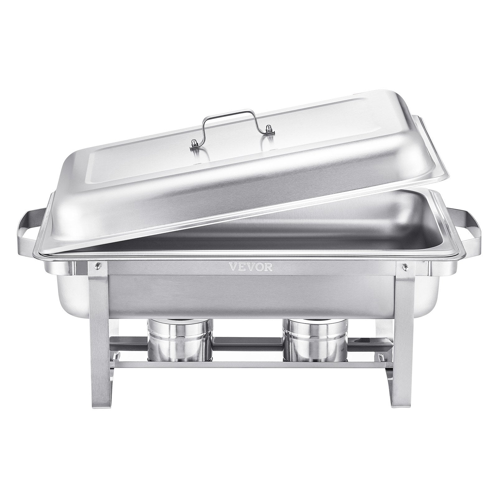 2-Pack 8 Qt Stainless Steel Chafing Dish Set Full-Size Pans Lid Holder