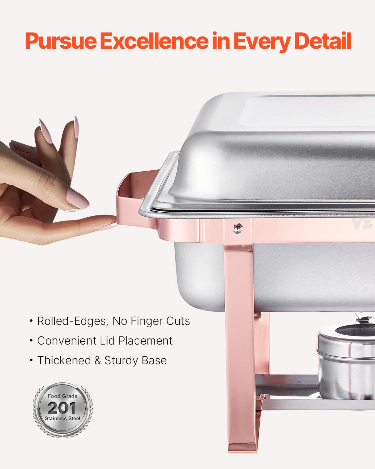 8Qt Chafing Dish Buffet Set 2Pack Stainless Steel Chafer Server 2 Pans Rose Gold