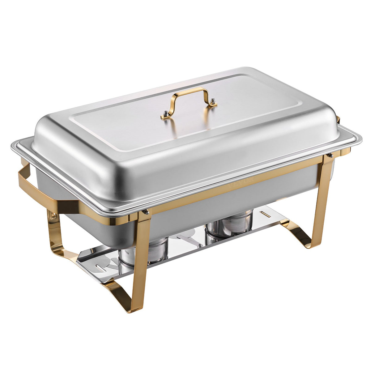 4-Pack 8 Qt Stainless Steel Chafing Dish Set Full Half-Size Pans Lid Stand