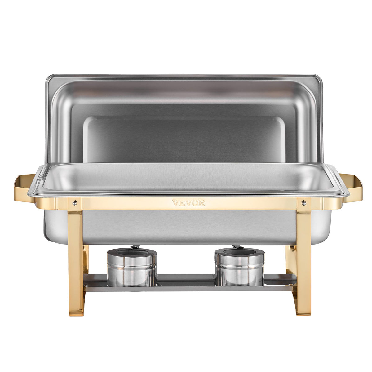 4-Pack 8 Qt Stainless Steel Chafing Dish Set Full Half-Size Pans Lid Stand