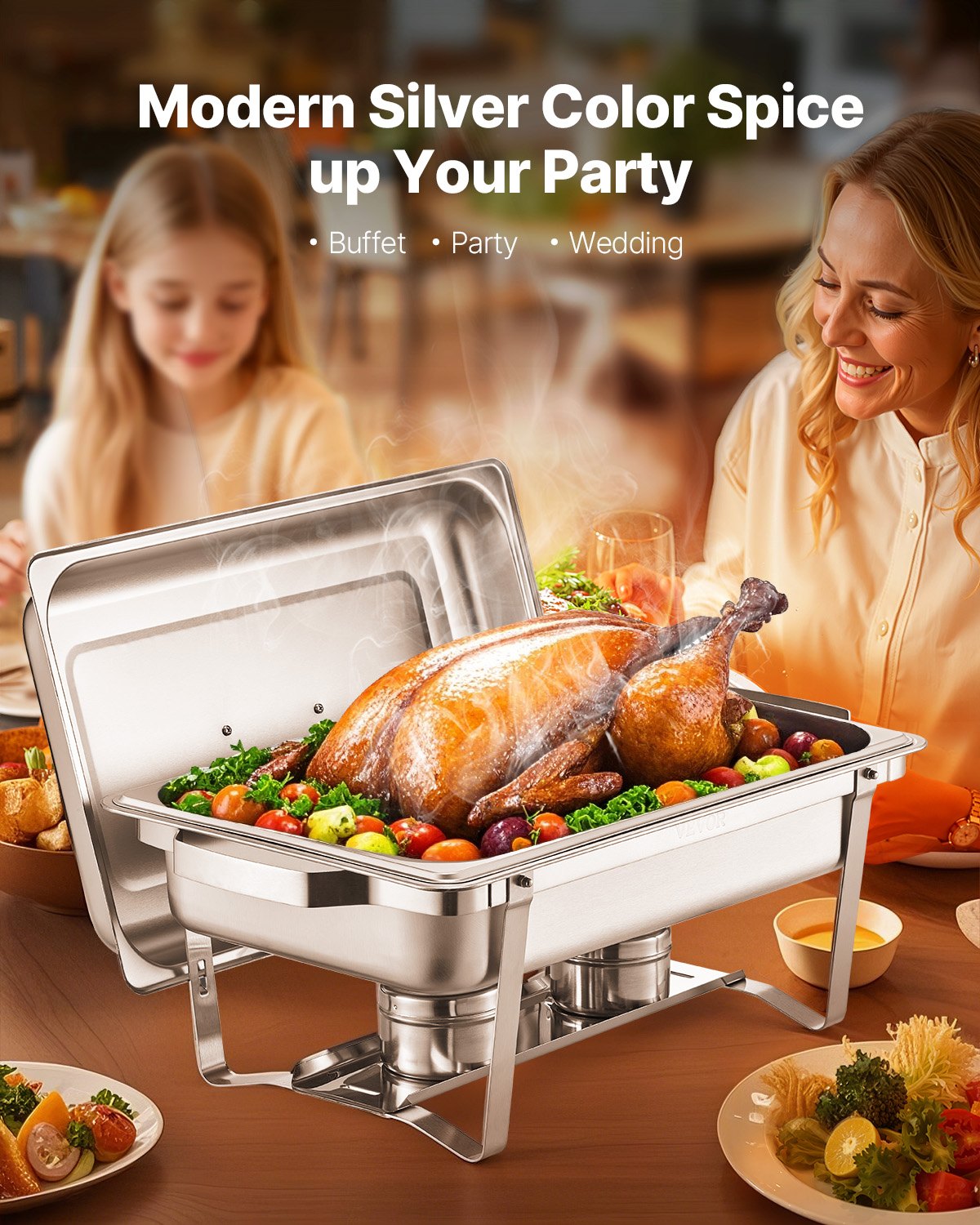 8 Qt 4 Pack Stainless Steel Chafing Dish Buffet Set Chafer Server Silver