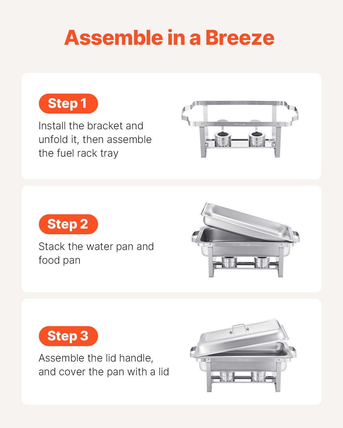 8 Qt 4 Pack Stainless Steel Chafing Dish Buffet Set Chafer Server Silver