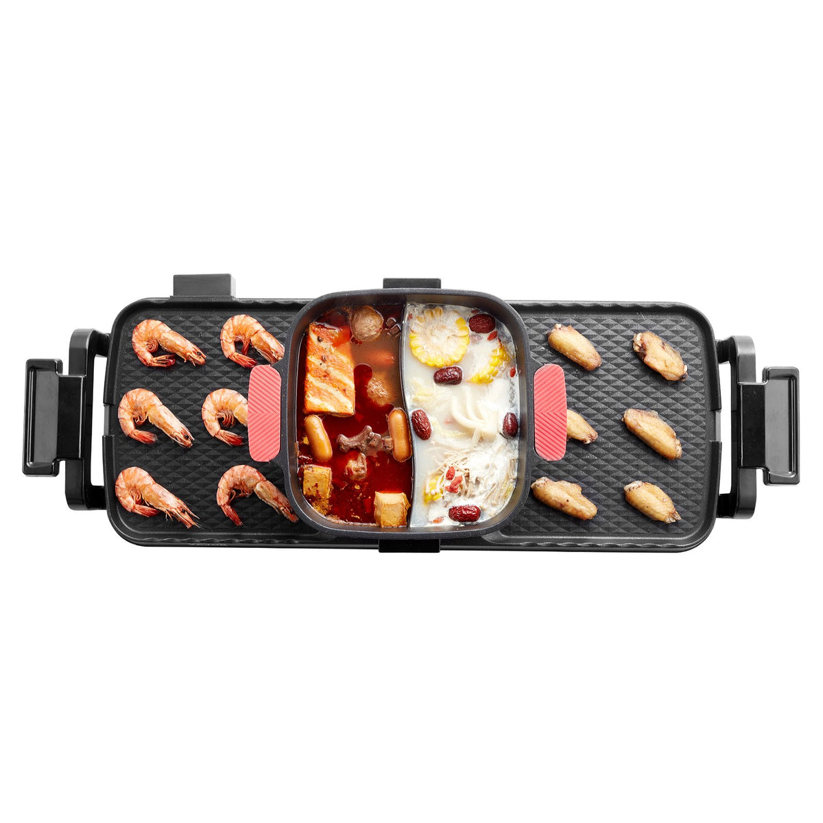 Hot Pot 2-in-1 Smokeless Shabu-Shabu Grill 2300W Dual Temperature