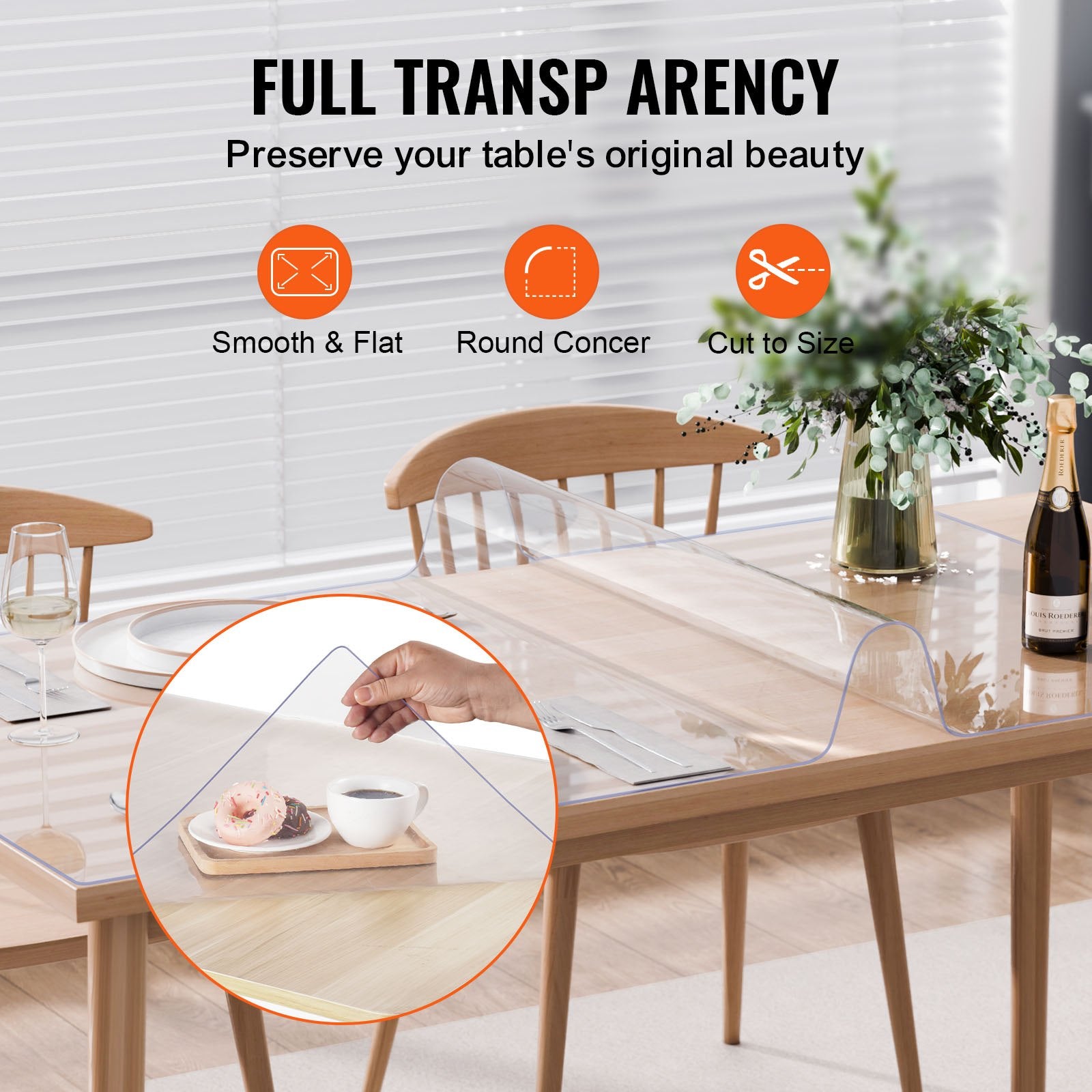 Plastic Table Cover 40x60in Clear PVC Desk Mat Waterproof Easy Clean Tablecloth