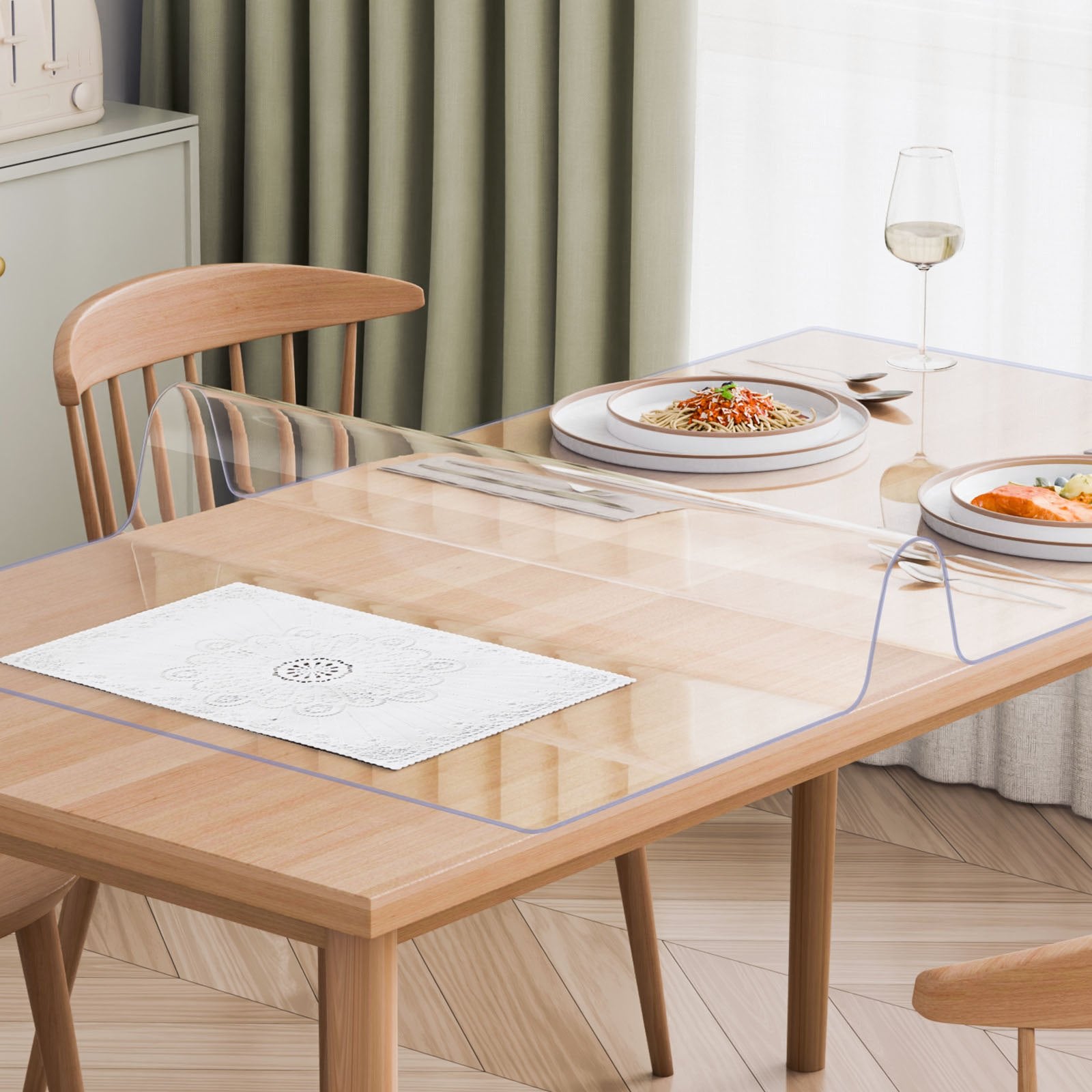 Plastic Table Cover 40x60in Clear PVC Desk Mat Waterproof Easy Clean Tablecloth