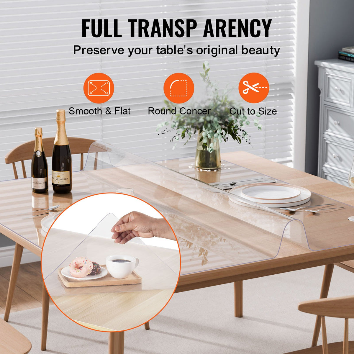 Plastic Table Cover 48x48in Clear PVC Desk Mat Waterproof Easy Clean Tablecloth
