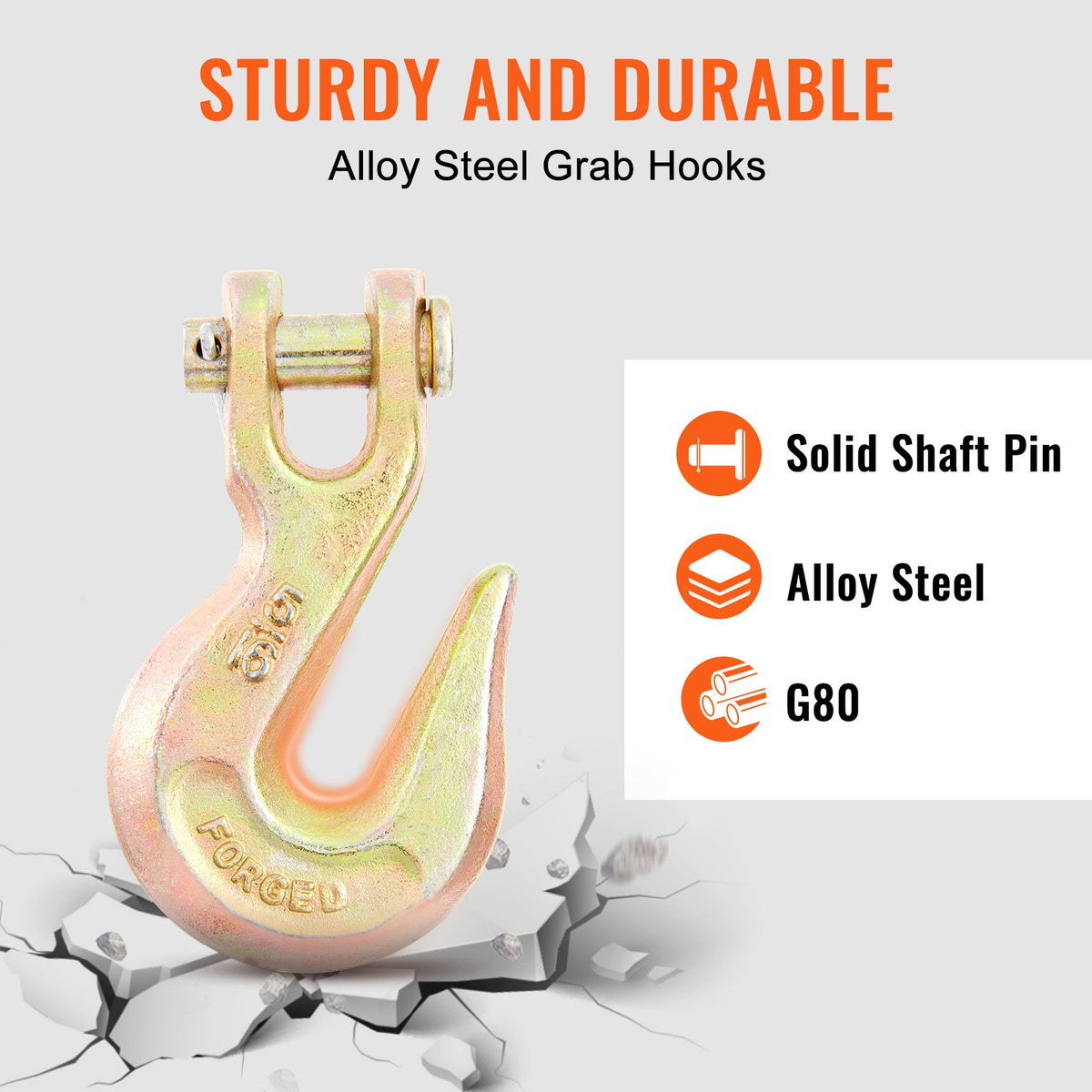 G80 Transport Binder Chain 5/16'' x 20ft with Grab Hooks