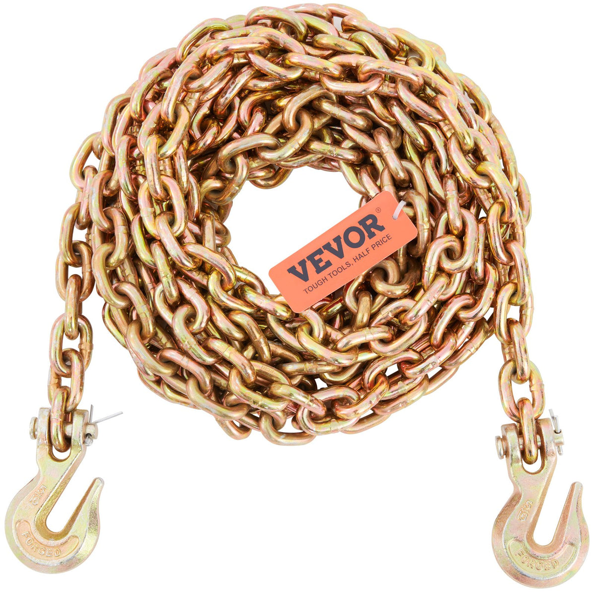 G80 Transport Binder Chain 5/16'' x 20ft with Grab Hooks