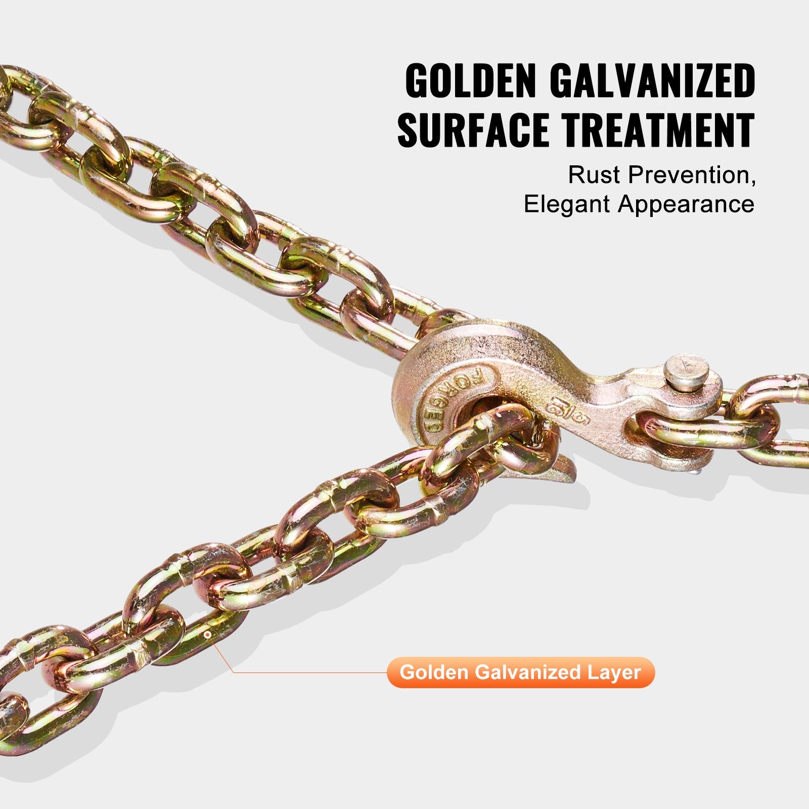 G80 Binder Chain 8mmx316cm 2Pack 2.22T Clevis Grab Hooks Heavy Duty Tow Chain