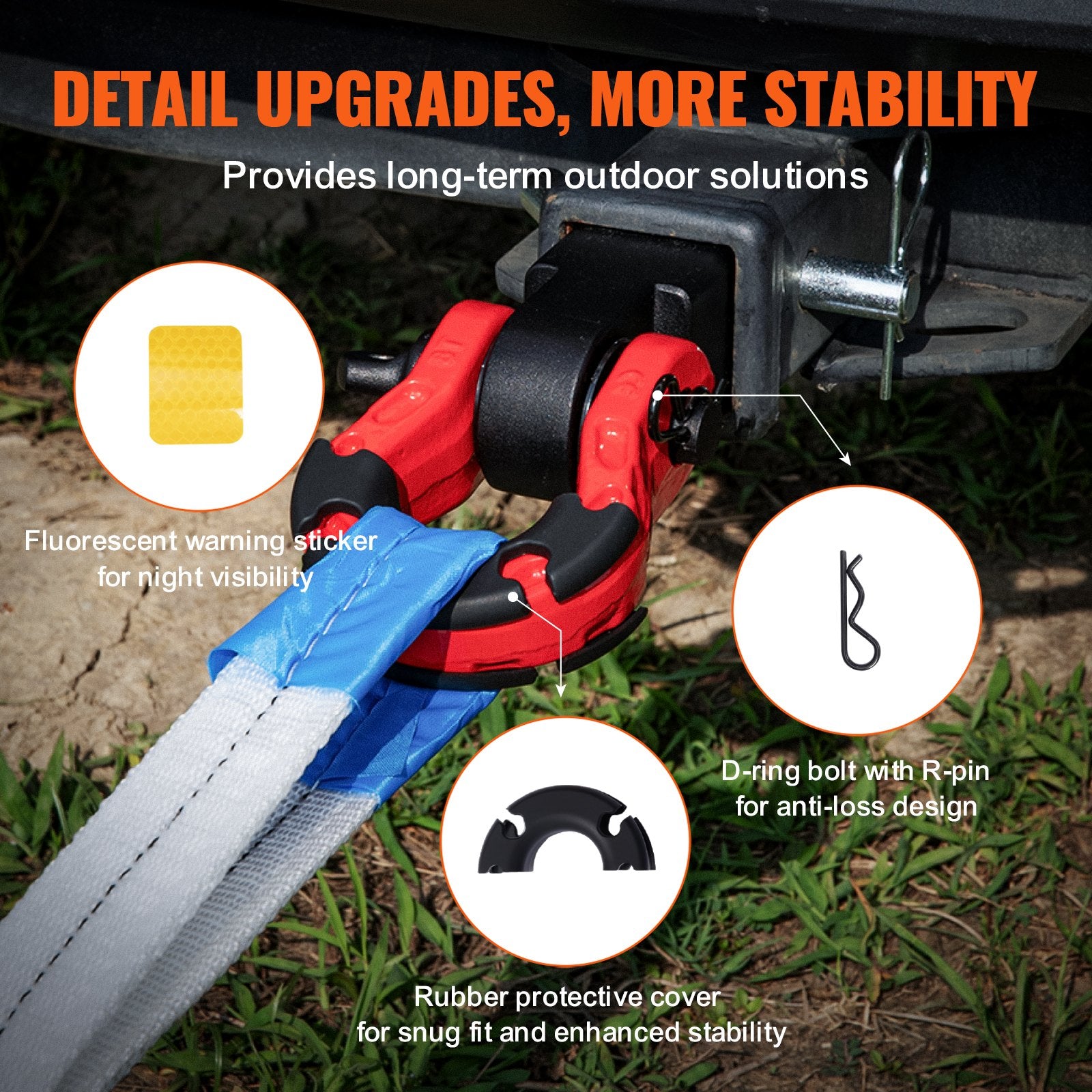 50mm Shackle Hitch Receiver 29.9 Tons Heavy Duty D-Ring Tow for Trucks Jeep