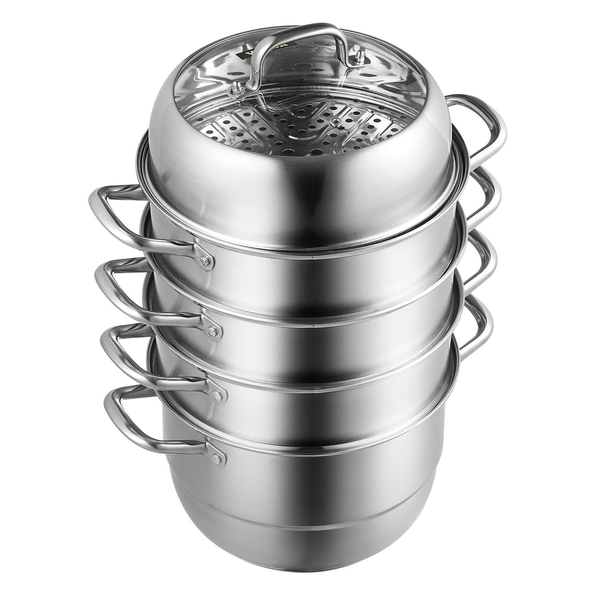 Steamer Pot 11.8"/30cm 5-Tier 10QT Stock Pot 3 Steamers 2 Trays Stainless