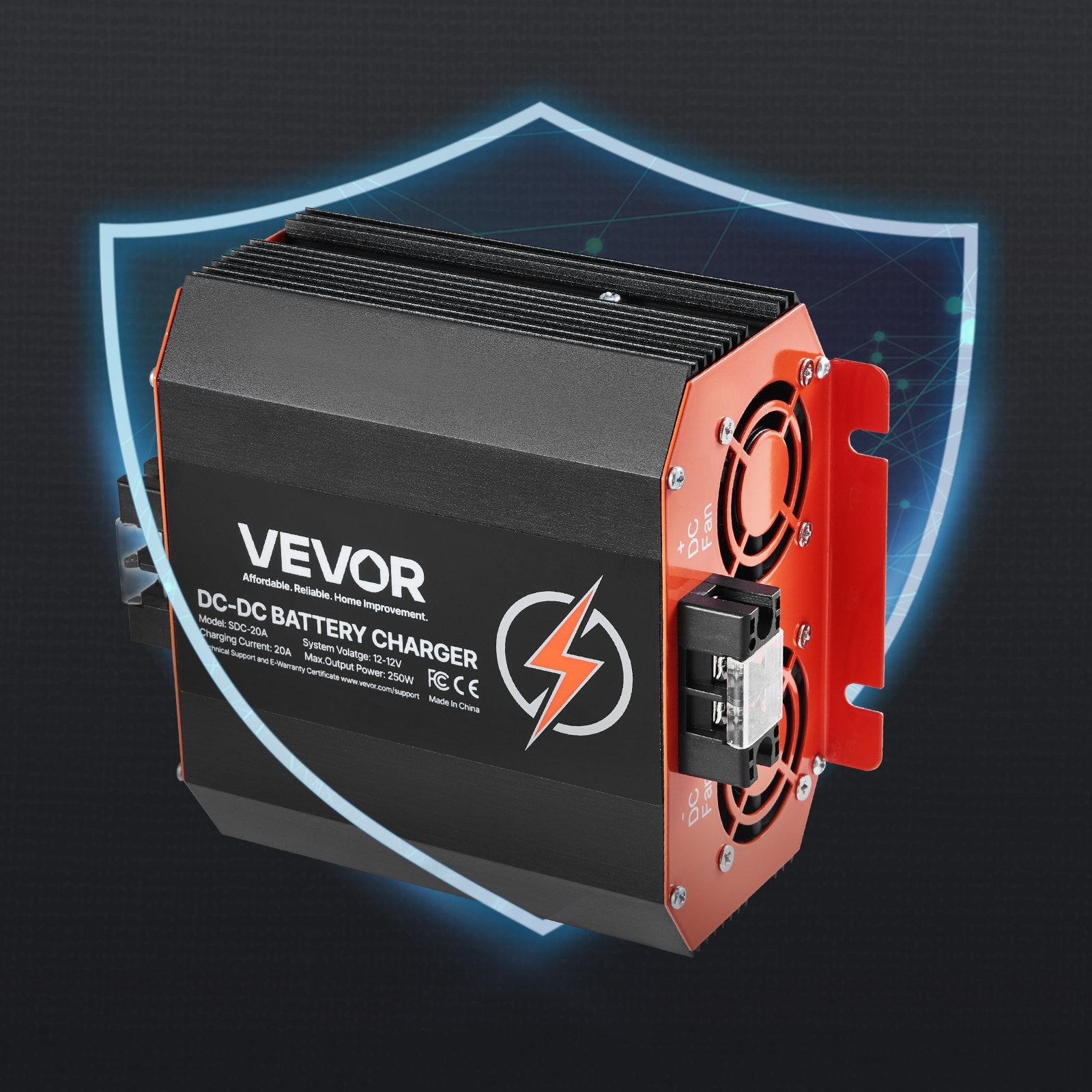 12V 20A DC-DC Battery Charger, 250W, Smart Multi-Stage, RV & Boat Use
