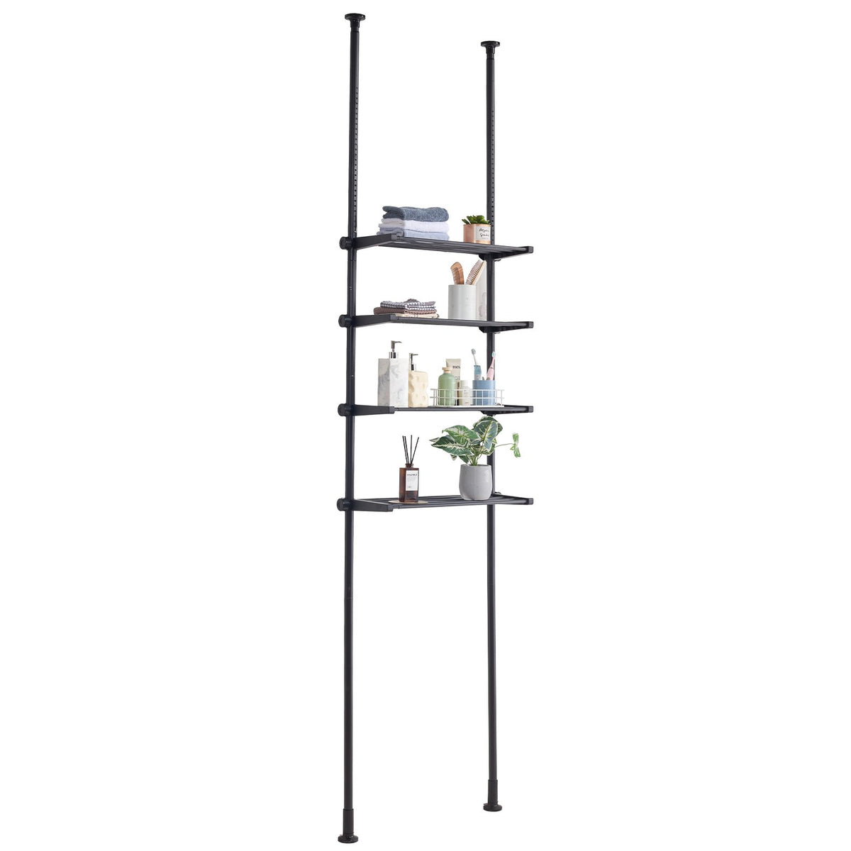 Over the Toilet Storage 4-Tier Adjustable 53-132in Steel Bathroom Organizer