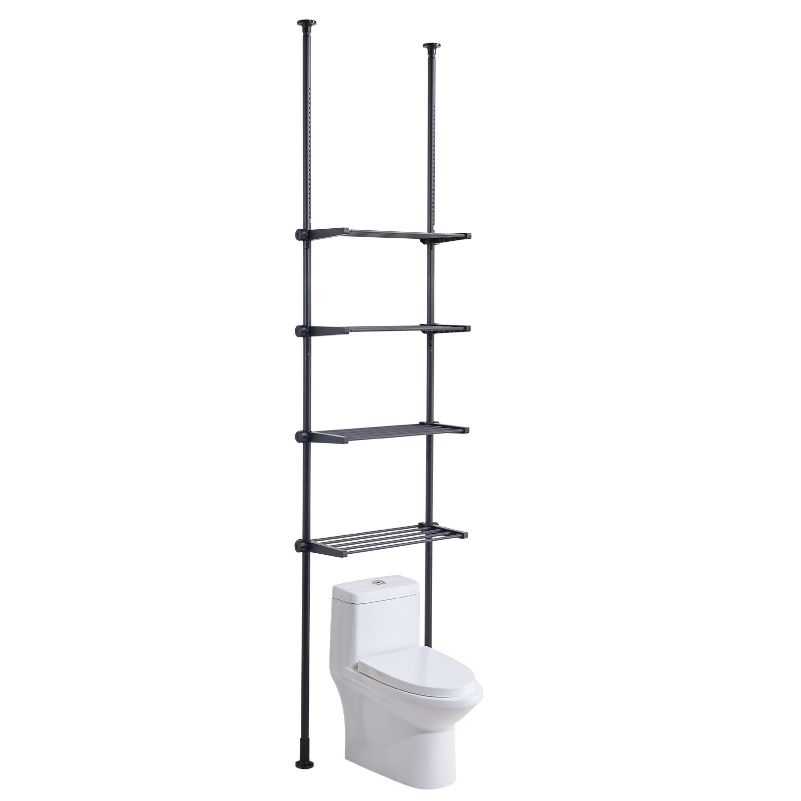 Over the Toilet Storage 4-Tier Adjustable 53-132in Steel Bathroom Organizer