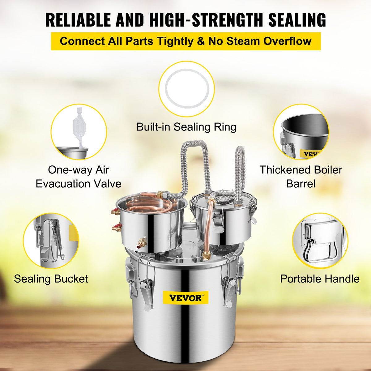 30L 8Gal Alcohol Distiller Copper Still Water Spirit Boiler for Home Brewing