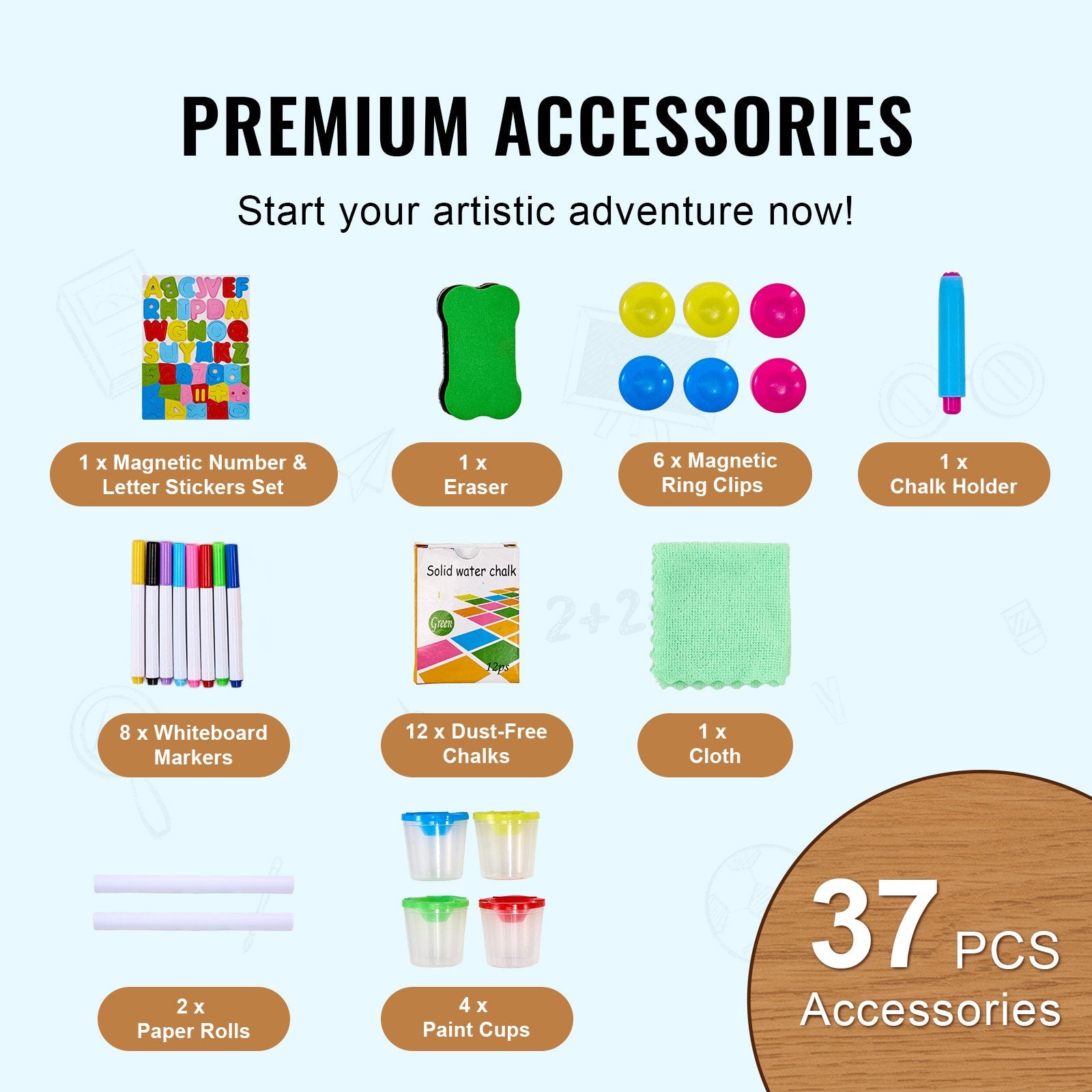 Art Easel for Kid 3in1 Wooden Double-Sided Adjustable Drawing Board with Storage