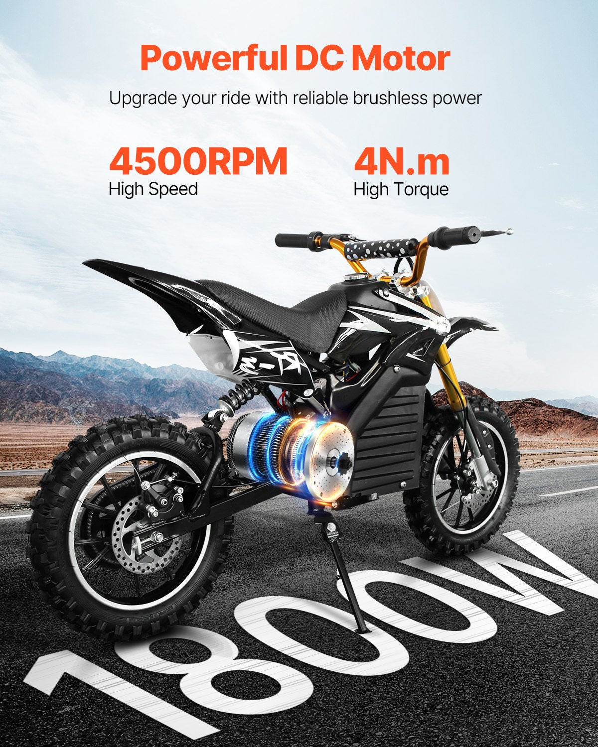 1800W Brushless DC Motor Kit 48V 4500rpm with Speed Controller & Throttle Grip