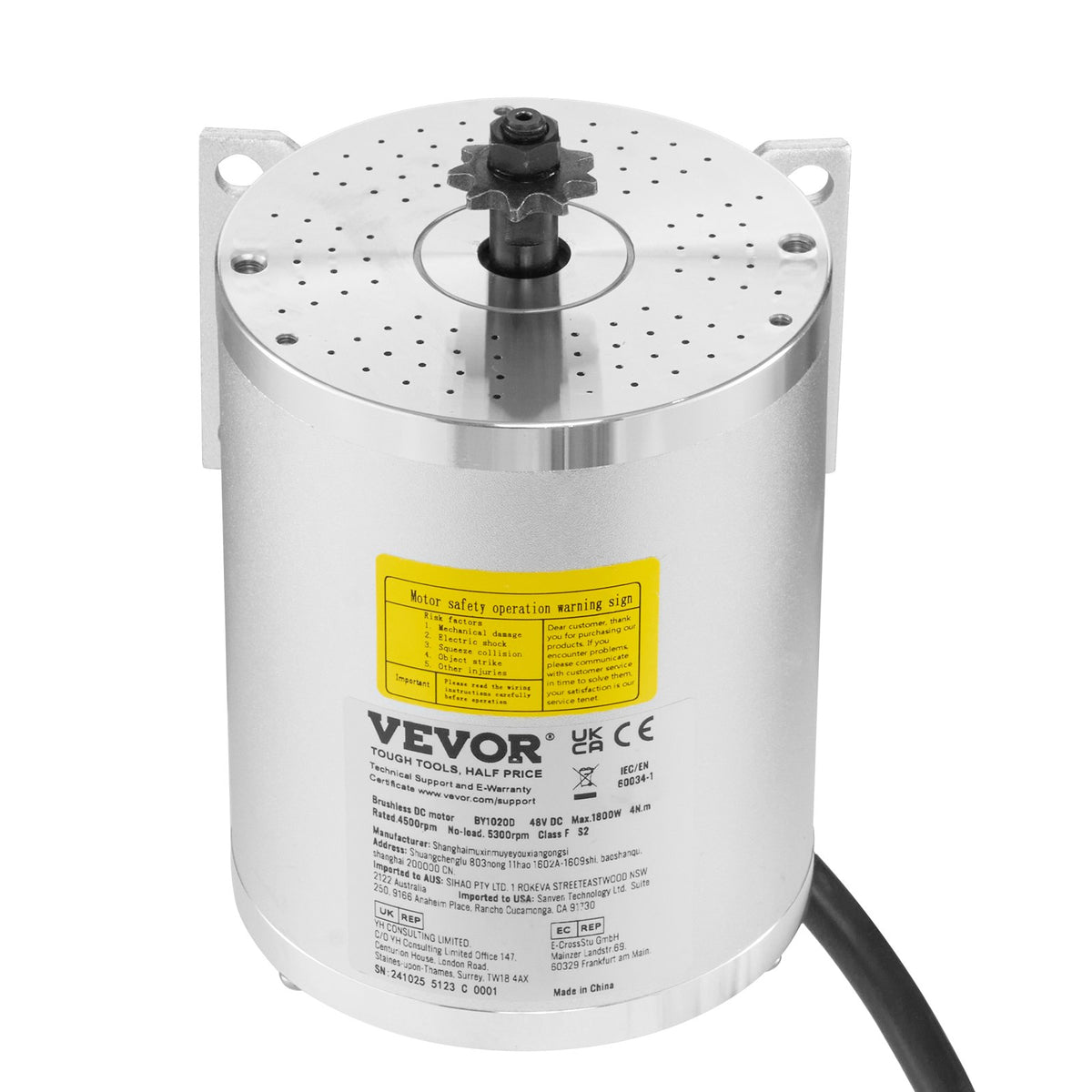 1800W Brushless DC Motor Kit 48V 4500rpm with Speed Controller & Throttle Grip