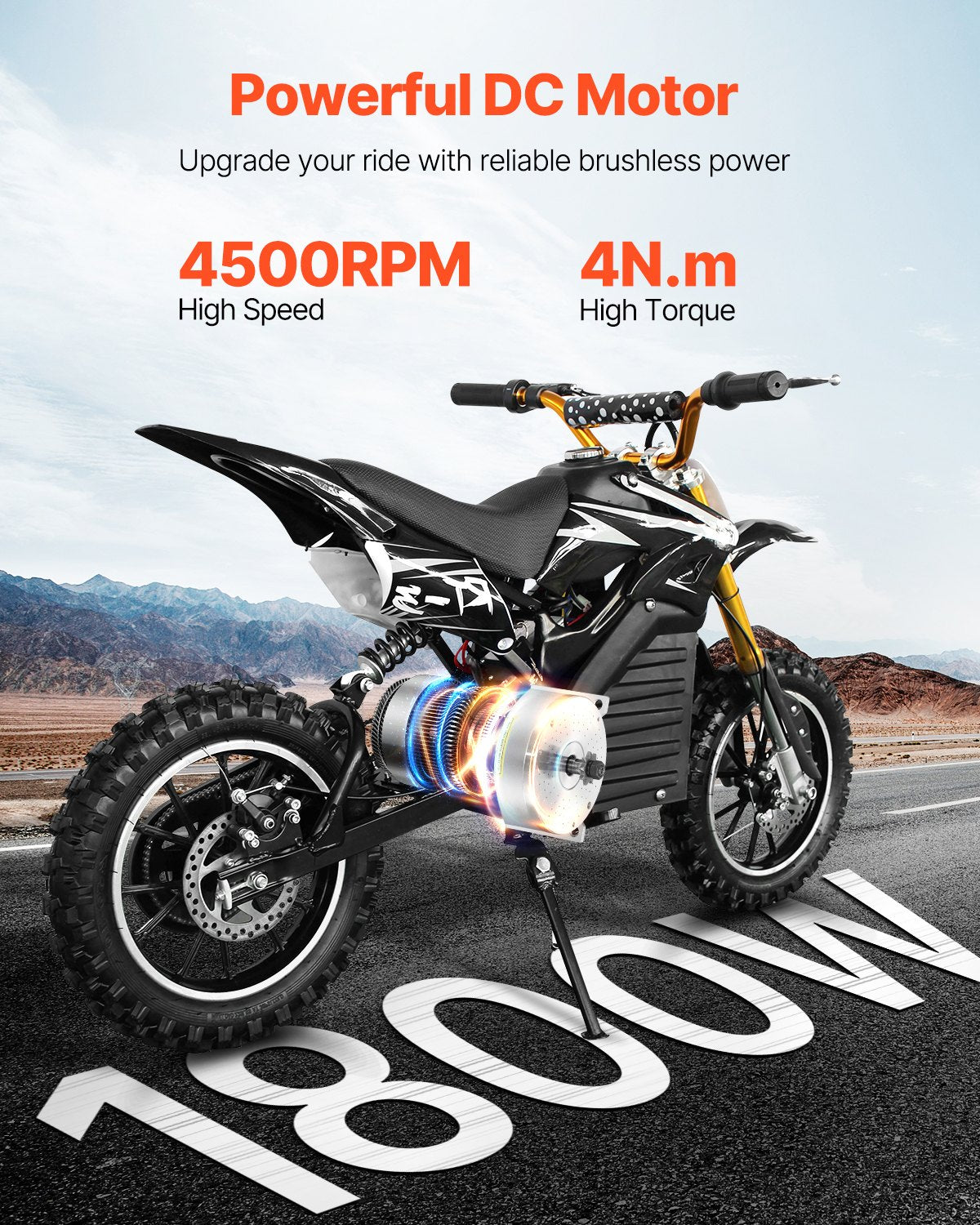 Electric Brushless DC Motor 1800W 48V 4500RPM Go Kart E-Bike Scooter Motor