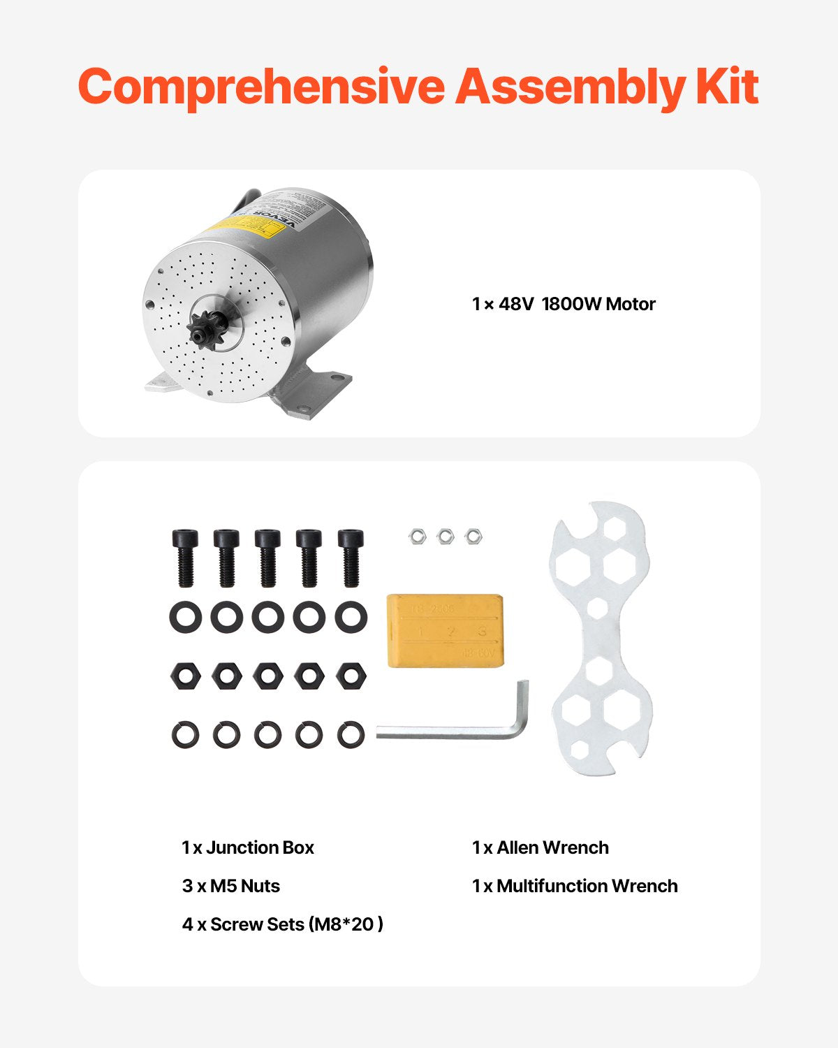 Electric Brushless DC Motor 1800W 48V 4500RPM Go Kart E-Bike Scooter Motor