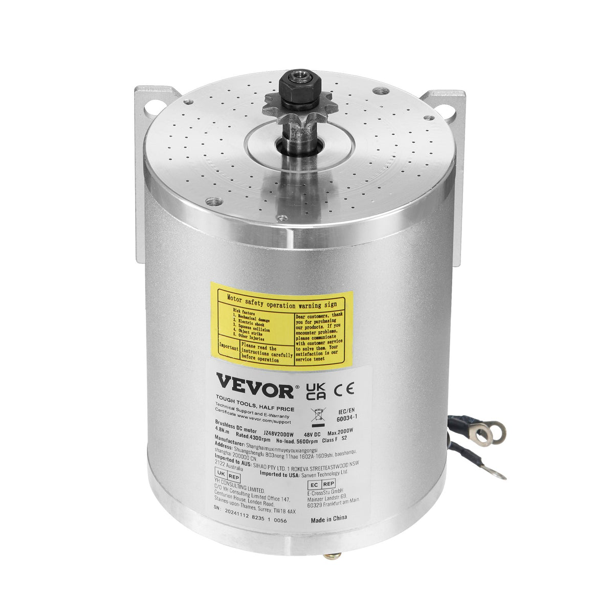 Brushless DC Motor Kit 2000W 48V 4300rpm Speed Controller for E-Bike Electric
