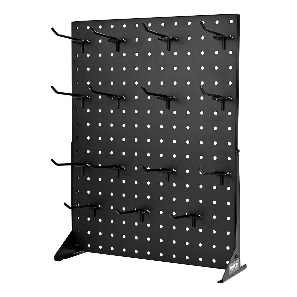 Pegboard Display Stand 43x33cm Tabletop with 15 Hooks Cold-Rolled Steel Black
