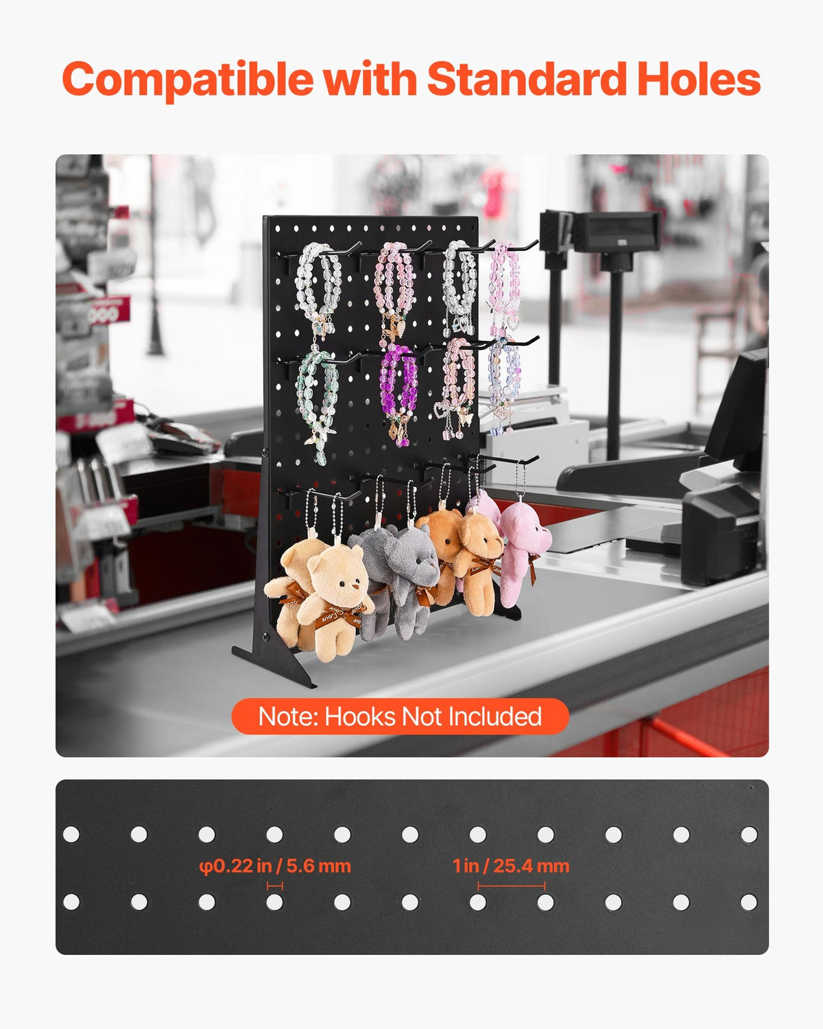 4PCS Tabletop Pegboard Display Stand 44x33x11 cm with 30 Hooks for Retail