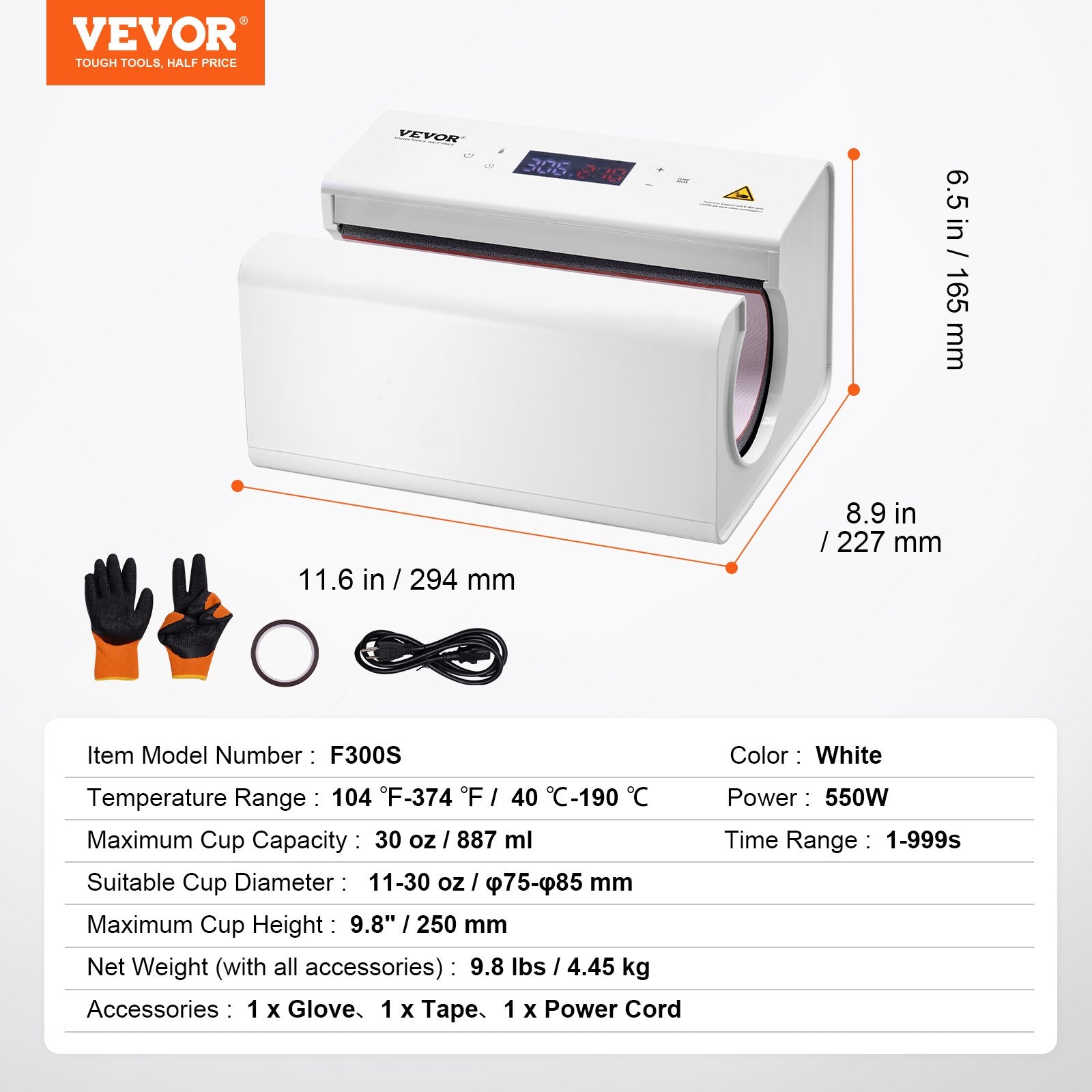 Auto Tumbler Heat Press Machine 11-30oz Mug Press White Cups Mugs