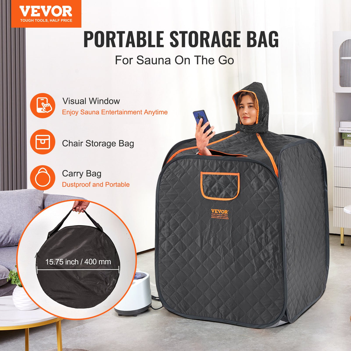 Portable Personal Steam Sauna Tent 1000W Home Spa with Remote