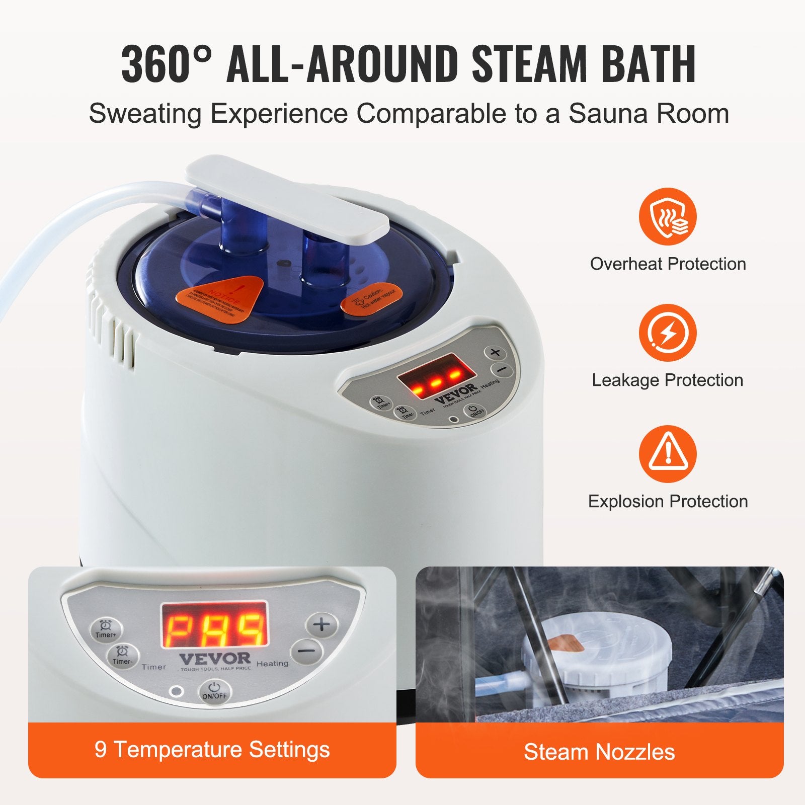 Portable Personal Steam Sauna Tent 1000W Home Spa with Remote