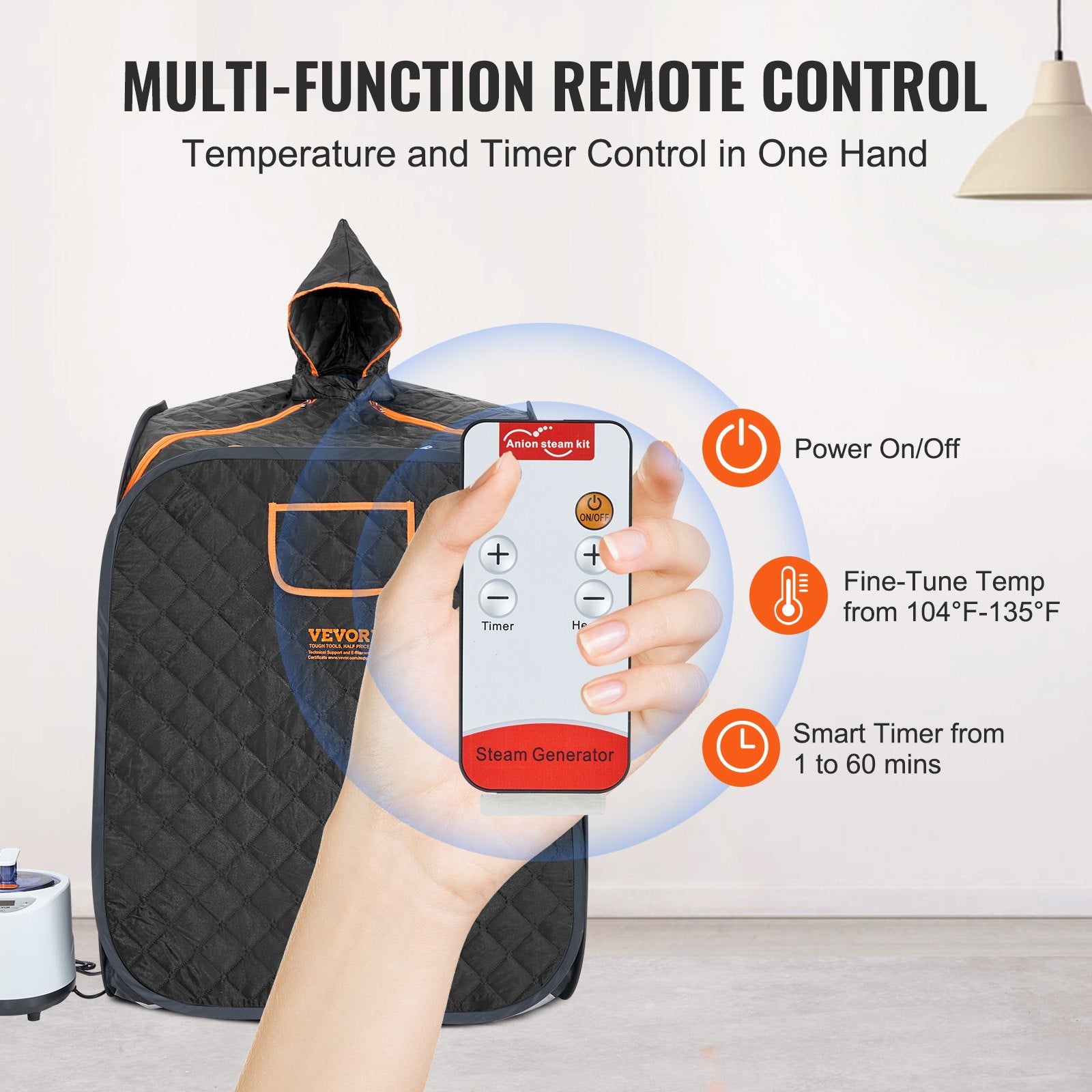 Portable Personal Steam Sauna Tent 1000W Home Spa with Remote