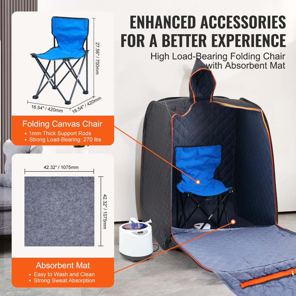 Portable Personal Steam Sauna Tent 1000W Home Spa with Remote