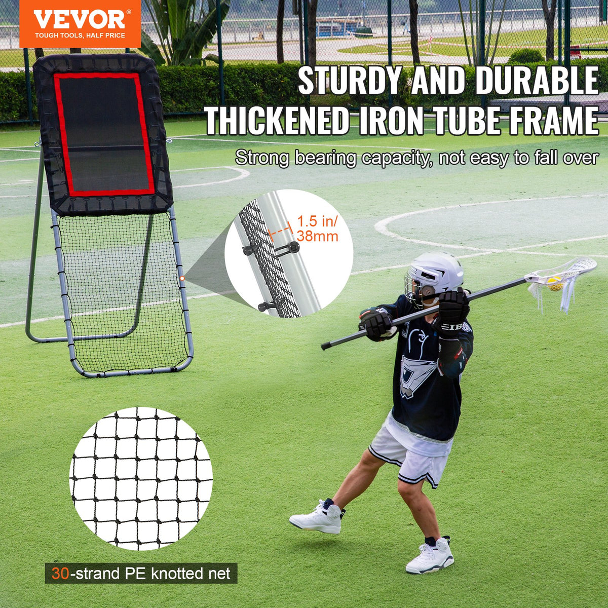 Folding Sports Rebounder 3x8 ft Adjustable Pitchback Net for Backyard Training