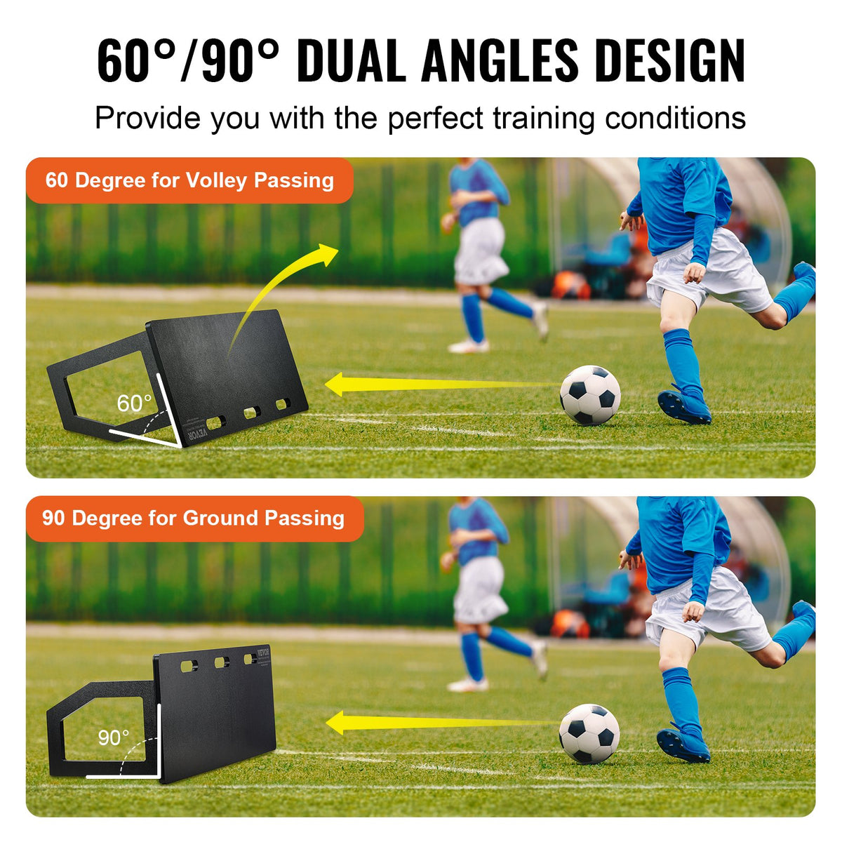 Soccer Rebounder Board 100x40cm Foldable HDPE 2-Angle Kickback for Training