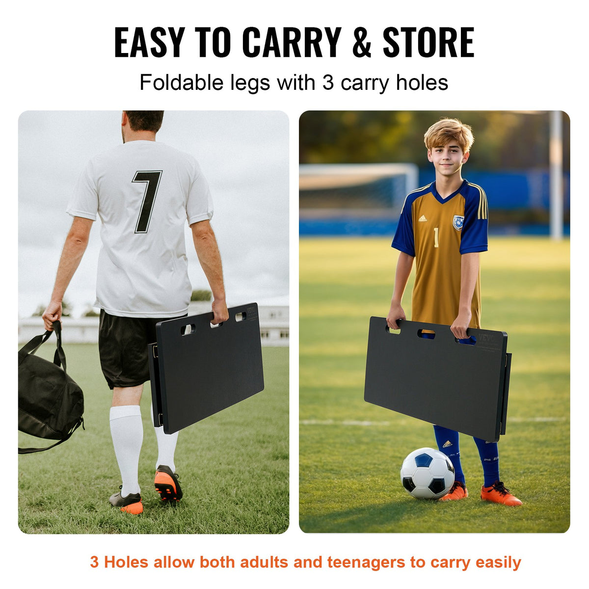 Soccer Rebounder Board 100x40cm Foldable HDPE 2-Angle Kickback for Training
