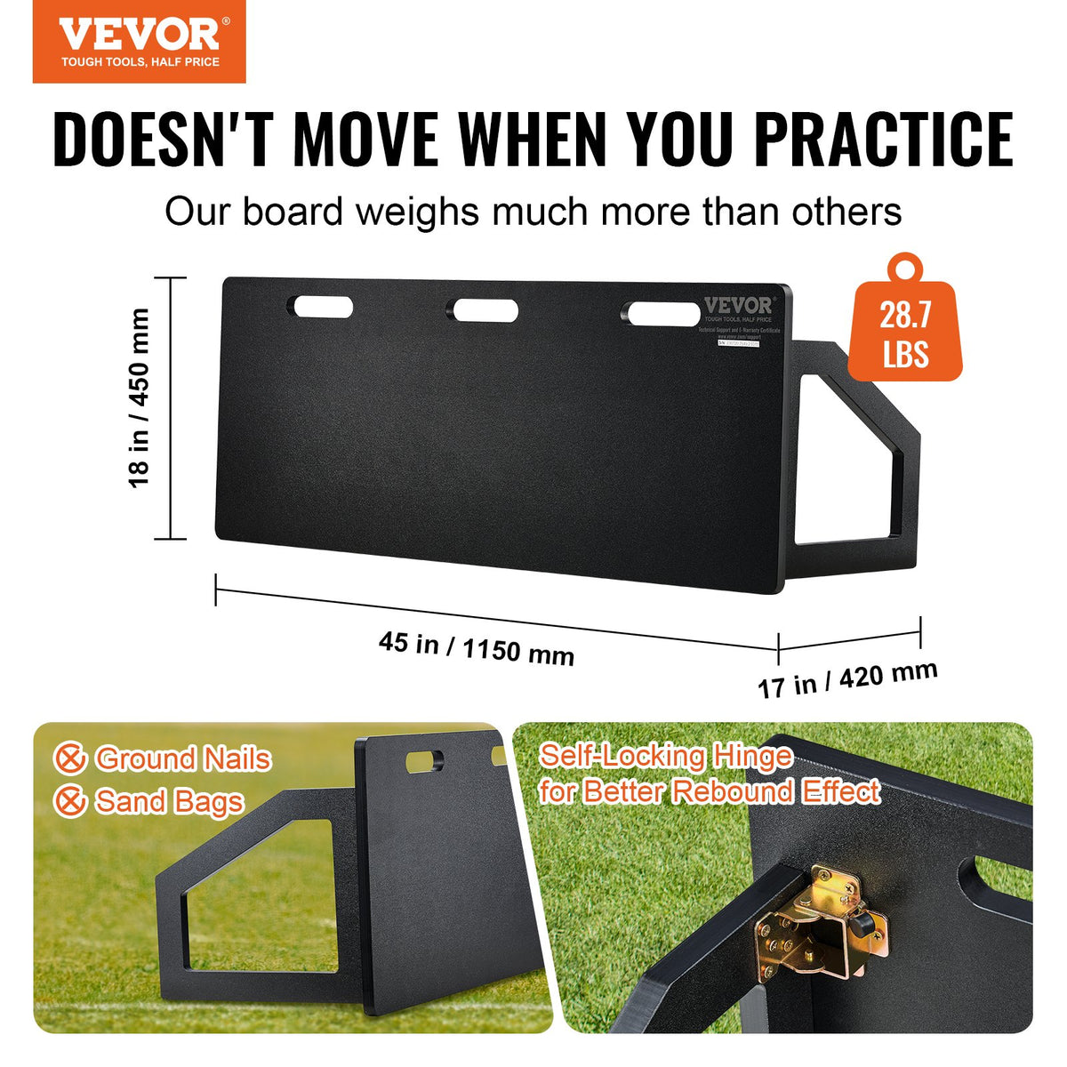 Soccer Rebounder Board 115x45 cm Foldable Portable Wall with 2 Angles