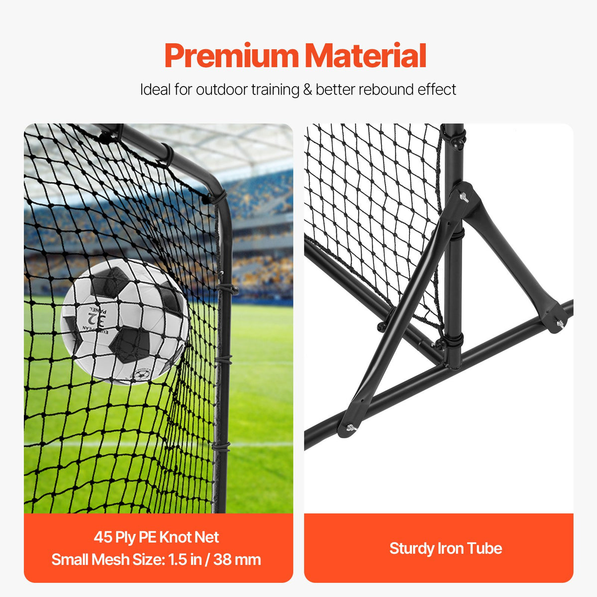 Soccer Rebound Trainer 6x4FT Iron Wall Net Double-Sided Rebounder Solo Training
