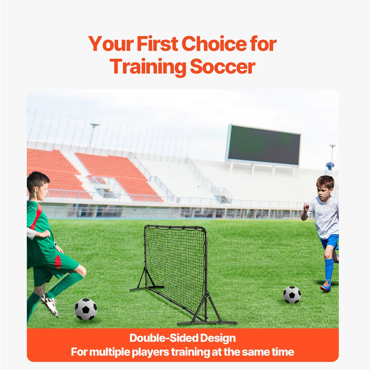 Soccer Rebound Trainer 6x4FT Iron Wall Net Double-Sided Rebounder Solo Training