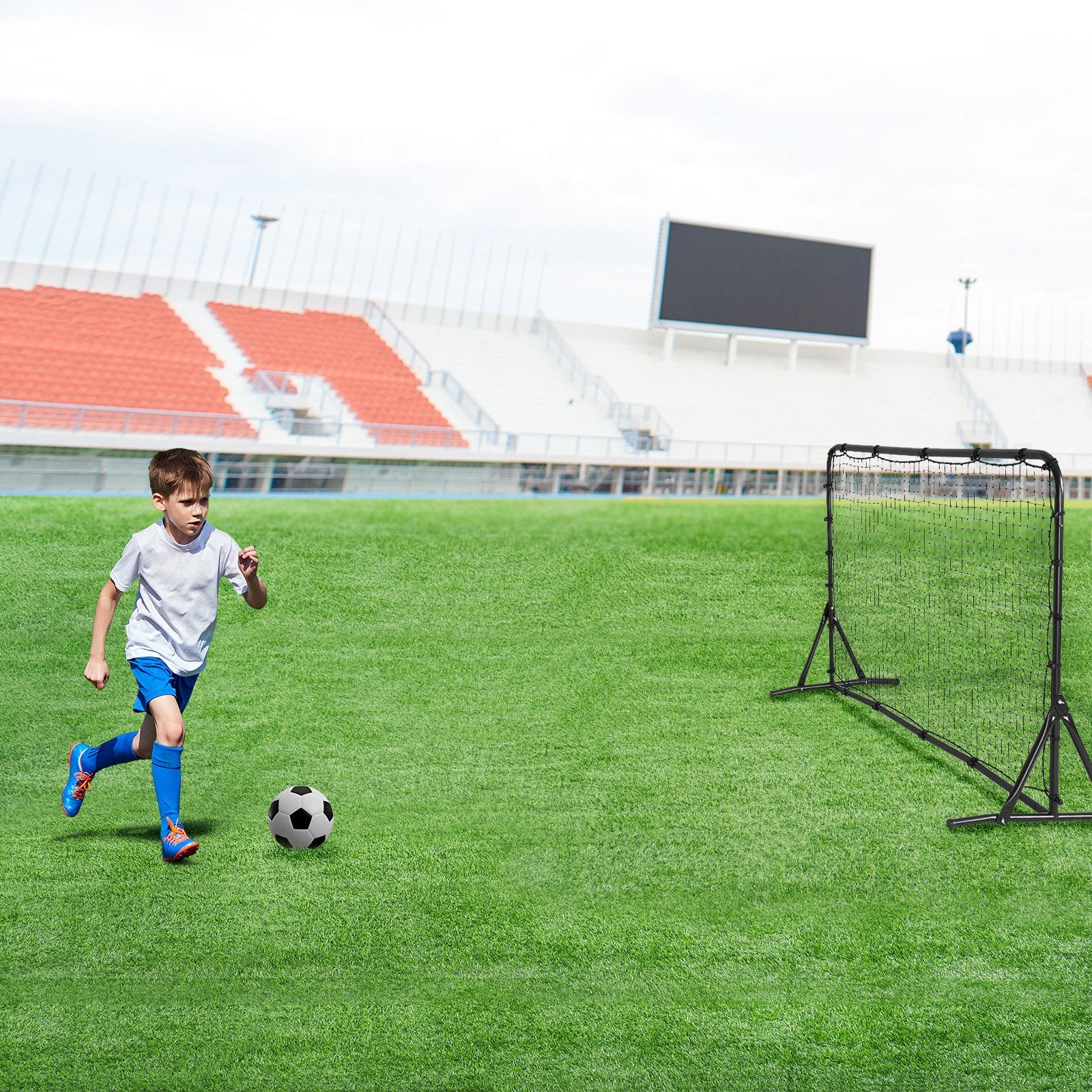 Soccer Rebound Trainer 6x4FT Iron Wall Net Double-Sided Rebounder Solo Training
