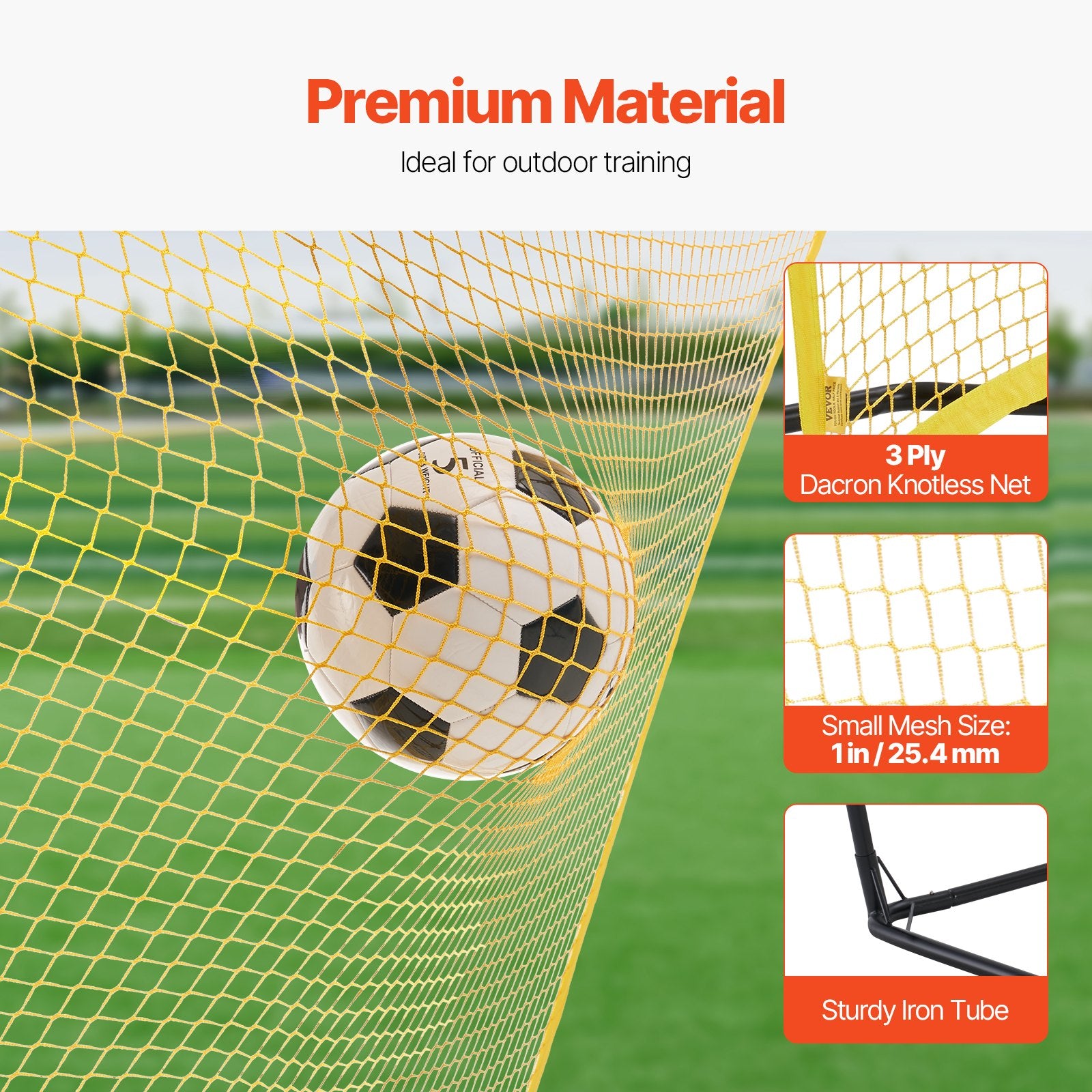 Soccer Rebounder 7x7FT Trainer Iron & Polyester with Portable Bag for Solo Team