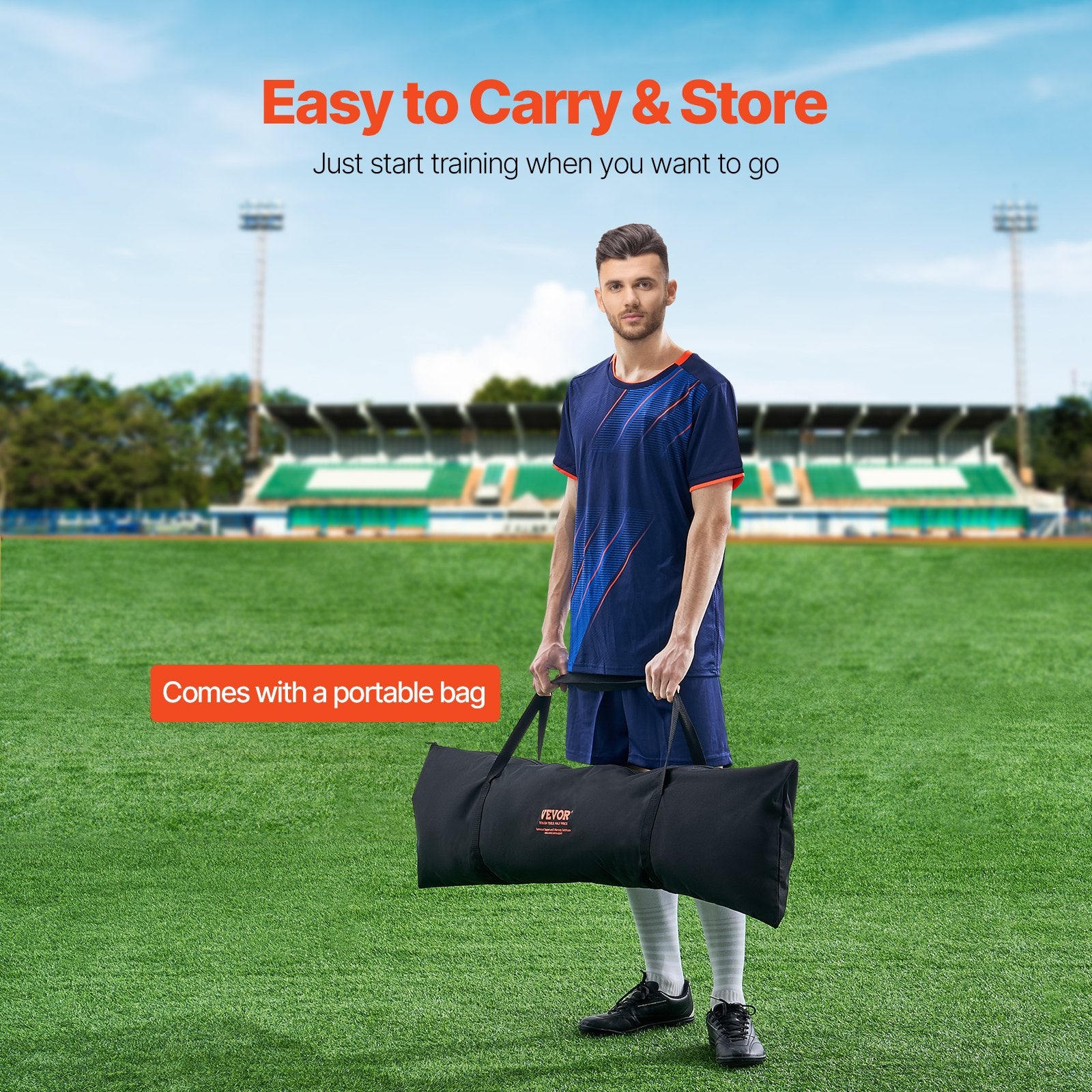 Soccer Rebounder 7x7FT Trainer Iron & Polyester with Portable Bag for Solo Team