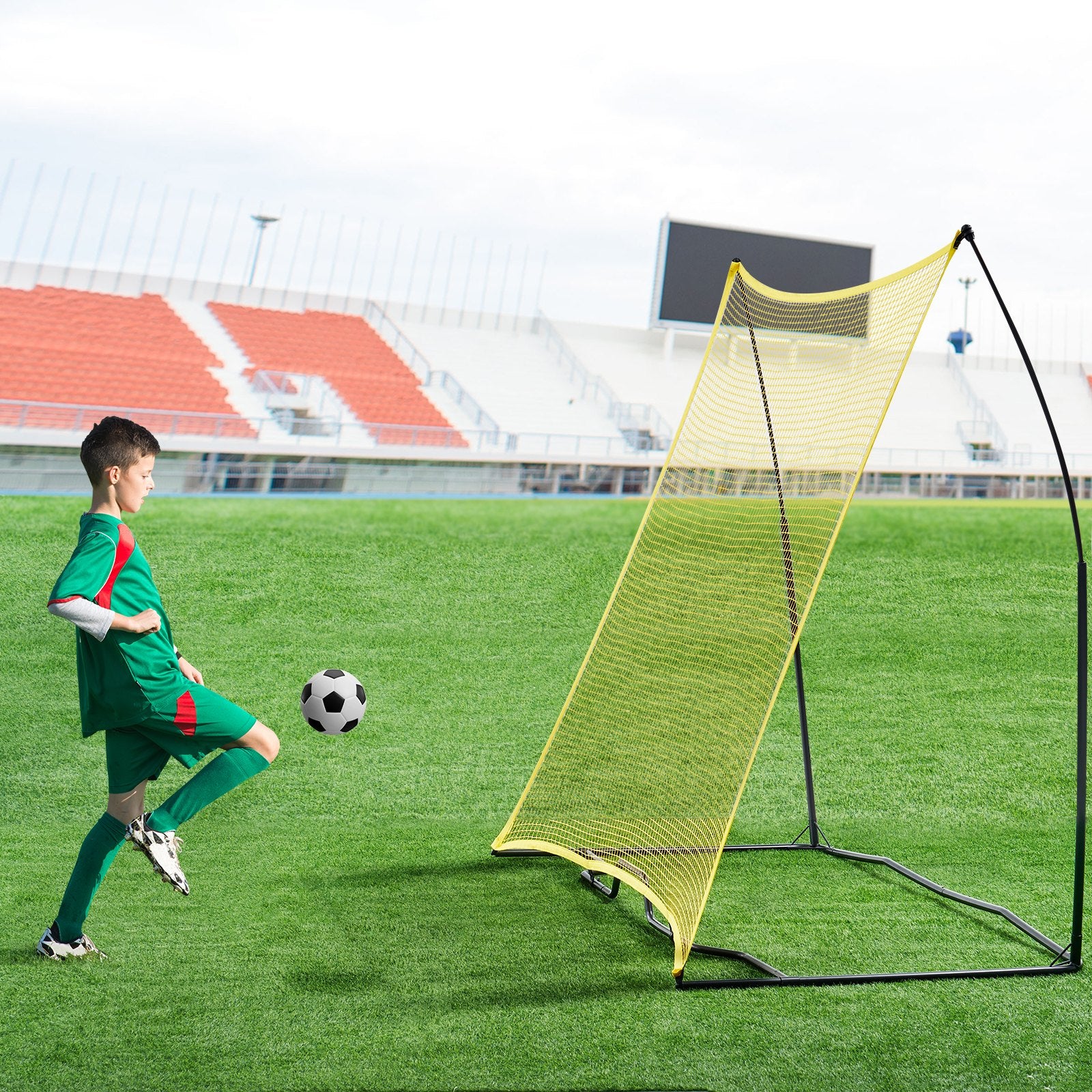 Soccer Rebounder 7x7FT Trainer Iron & Polyester with Portable Bag for Solo Team