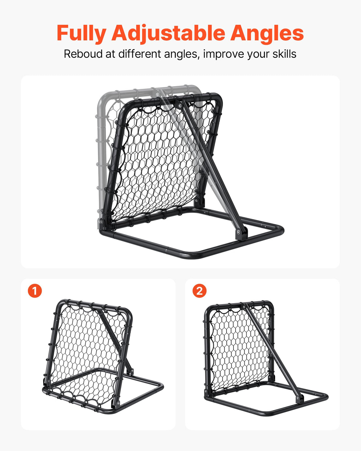 Soccer Rebounder Net 34x34in Portable Football Training Adjustable Angles